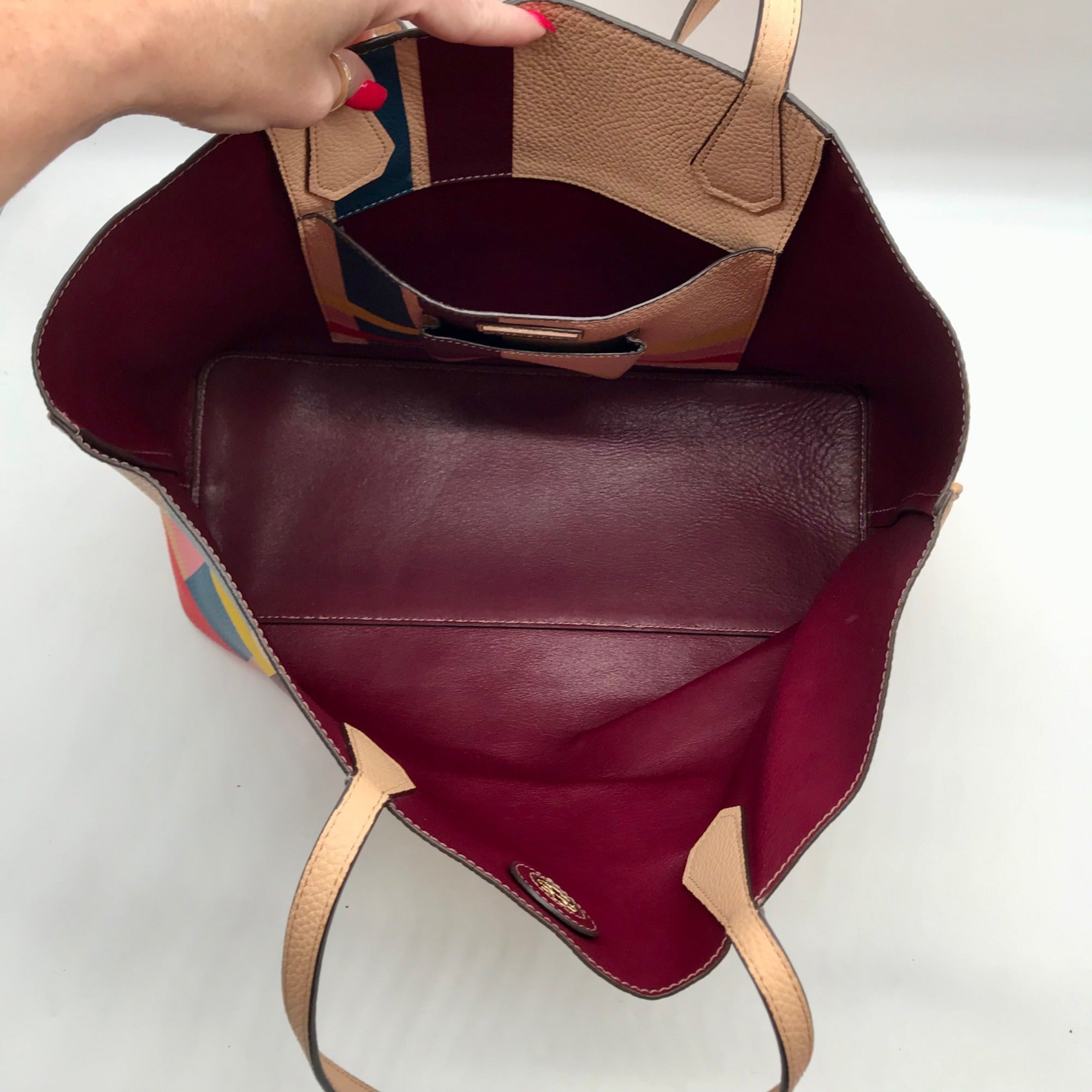 Tory Burch Colorful Striped Perry Tote Bag