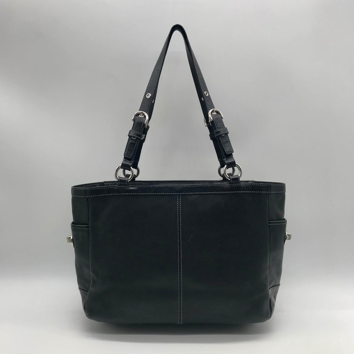 Coach Black Leather Gallery Pleated Tote Bag F13759