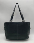 Coach Black Leather Gallery Pleated Tote Bag F13759