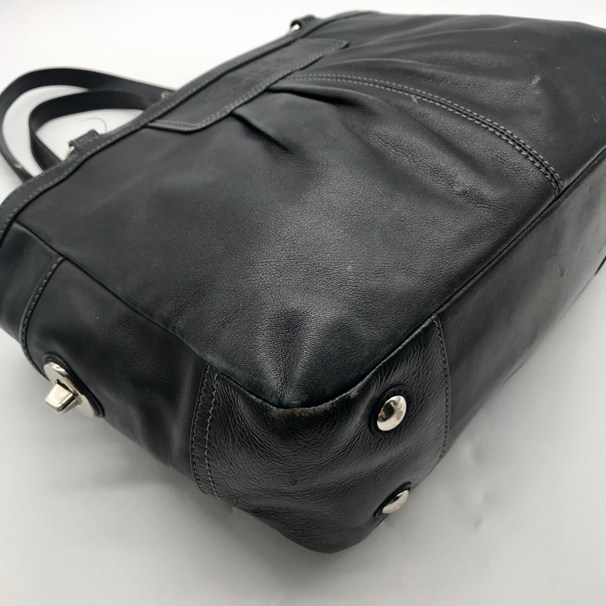 Coach Black Leather Gallery Pleated Tote Bag F13759