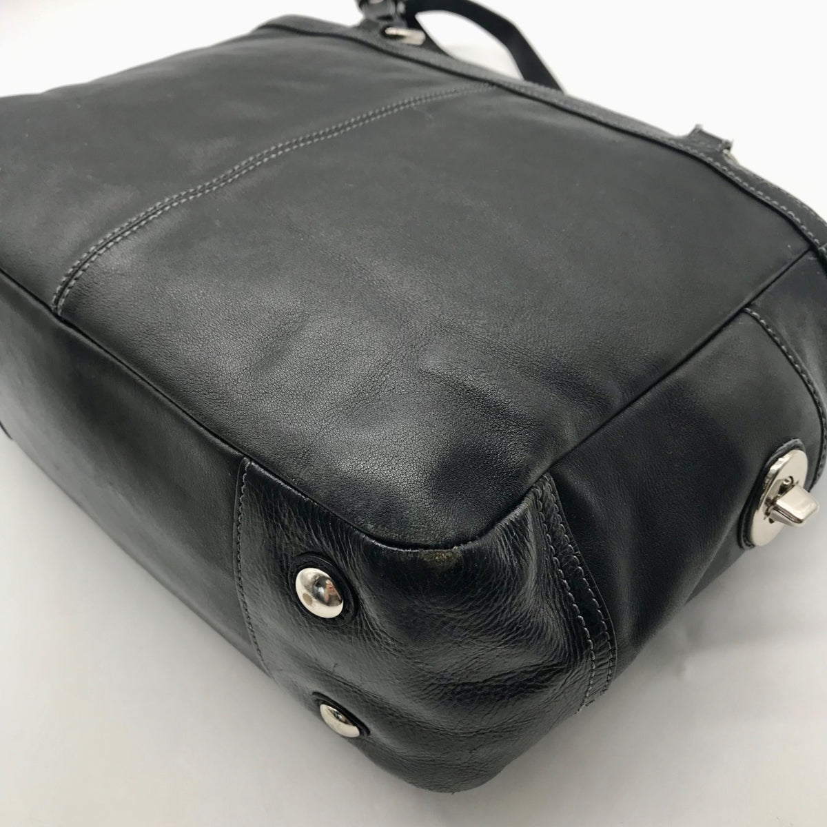 Coach Black Leather Gallery Pleated Tote Bag F13759