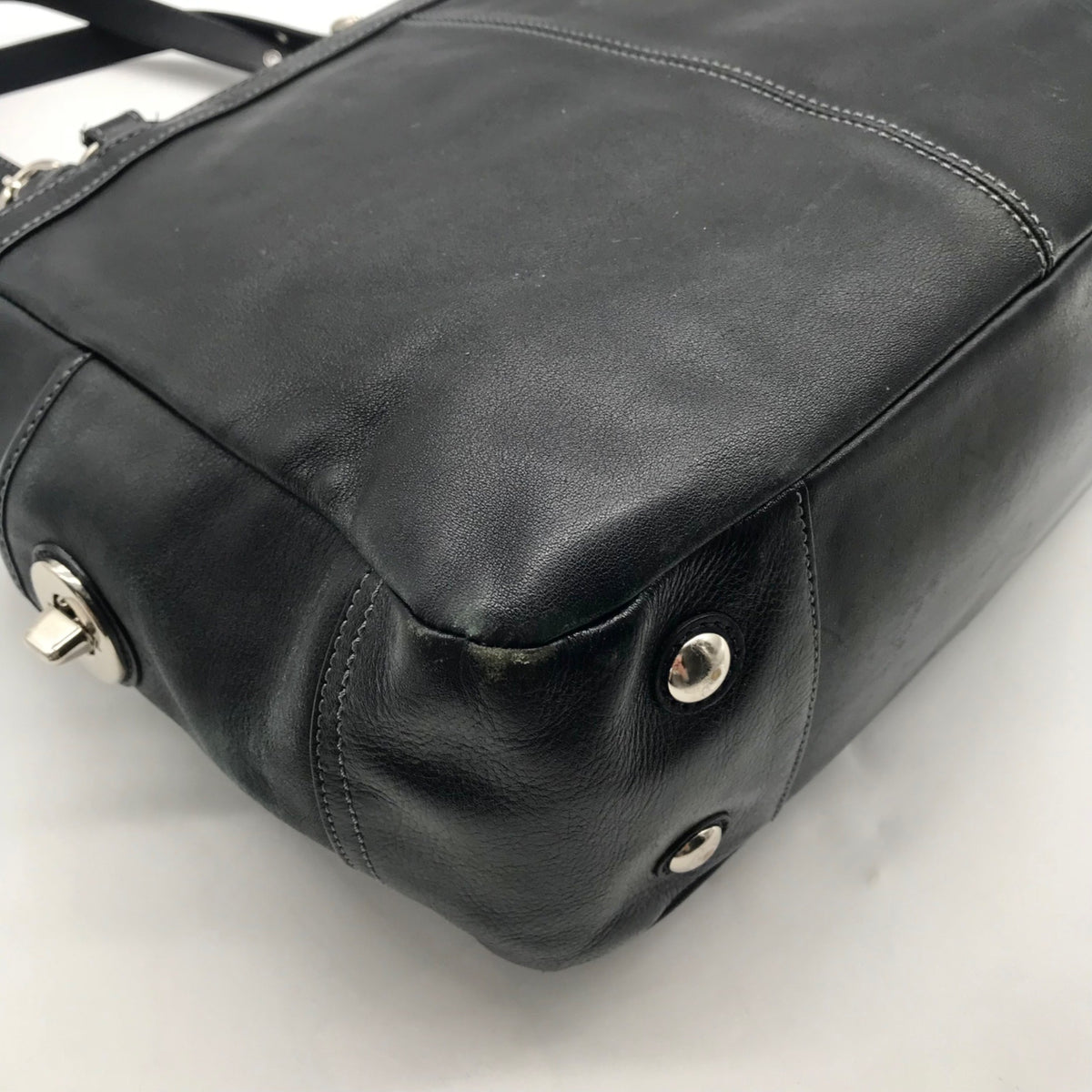 Coach Black Leather Gallery Pleated Tote Bag F13759