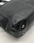 Coach Black Leather Gallery Pleated Tote Bag F13759