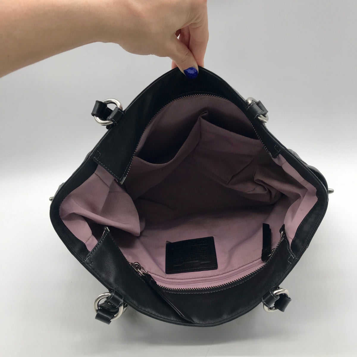 Coach Black Leather Gallery Pleated Tote Bag F13759