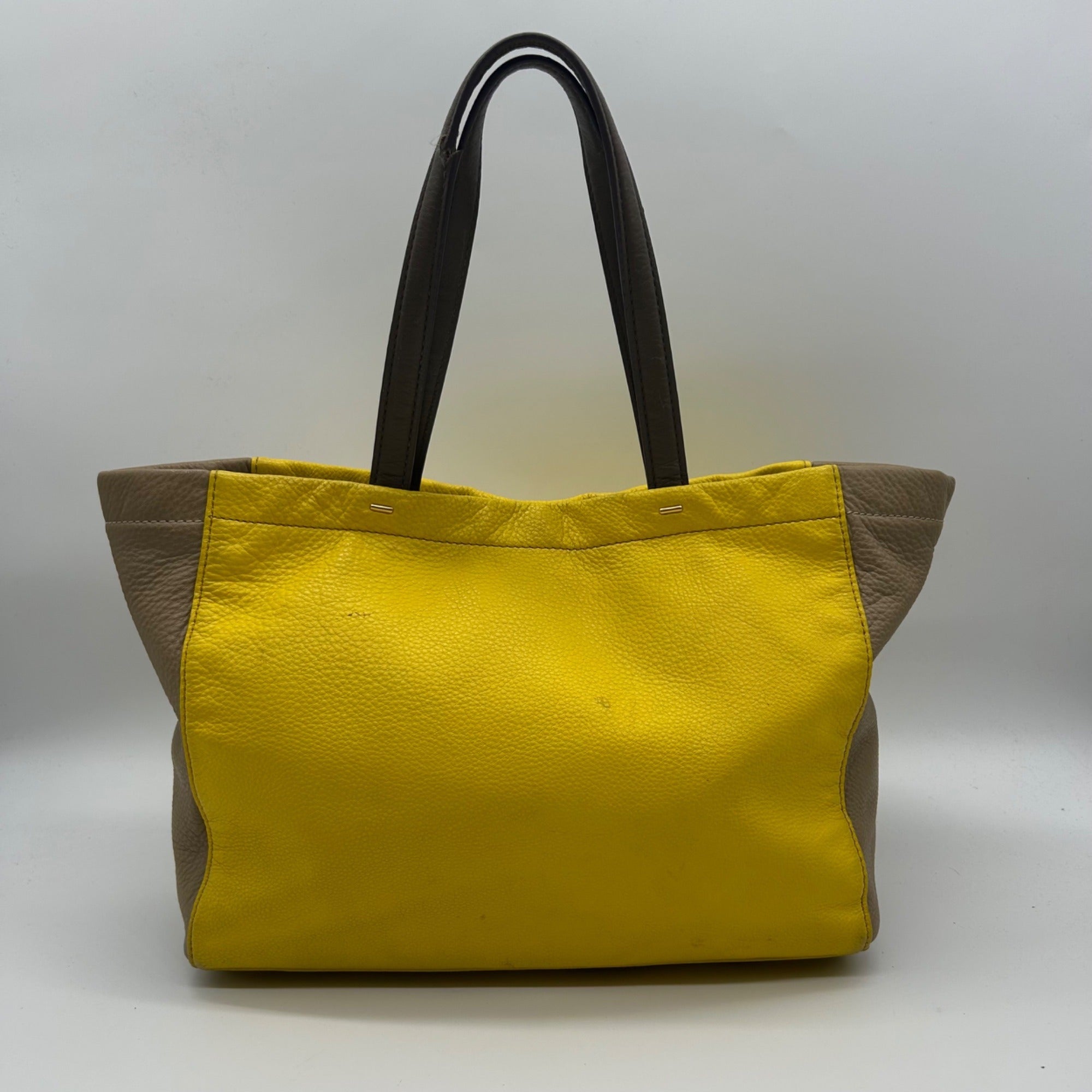 Marc Jacobs Yellow &amp; Tan Colorblock Leather Tote Bag