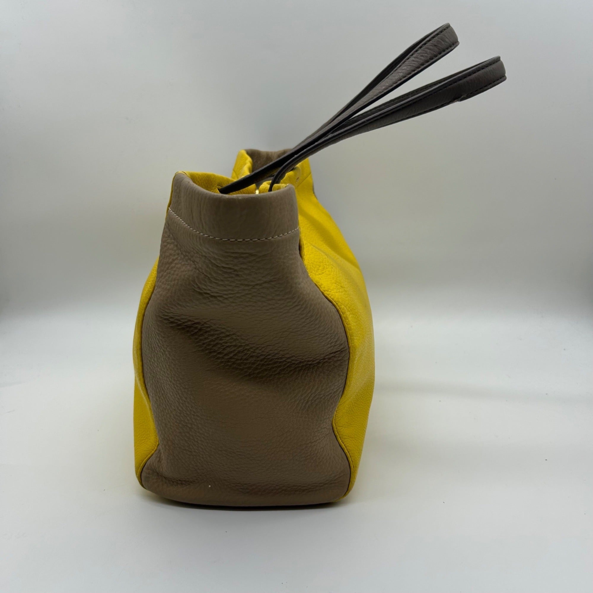 Marc Jacobs Yellow &amp; Tan Colorblock Leather Tote Bag
