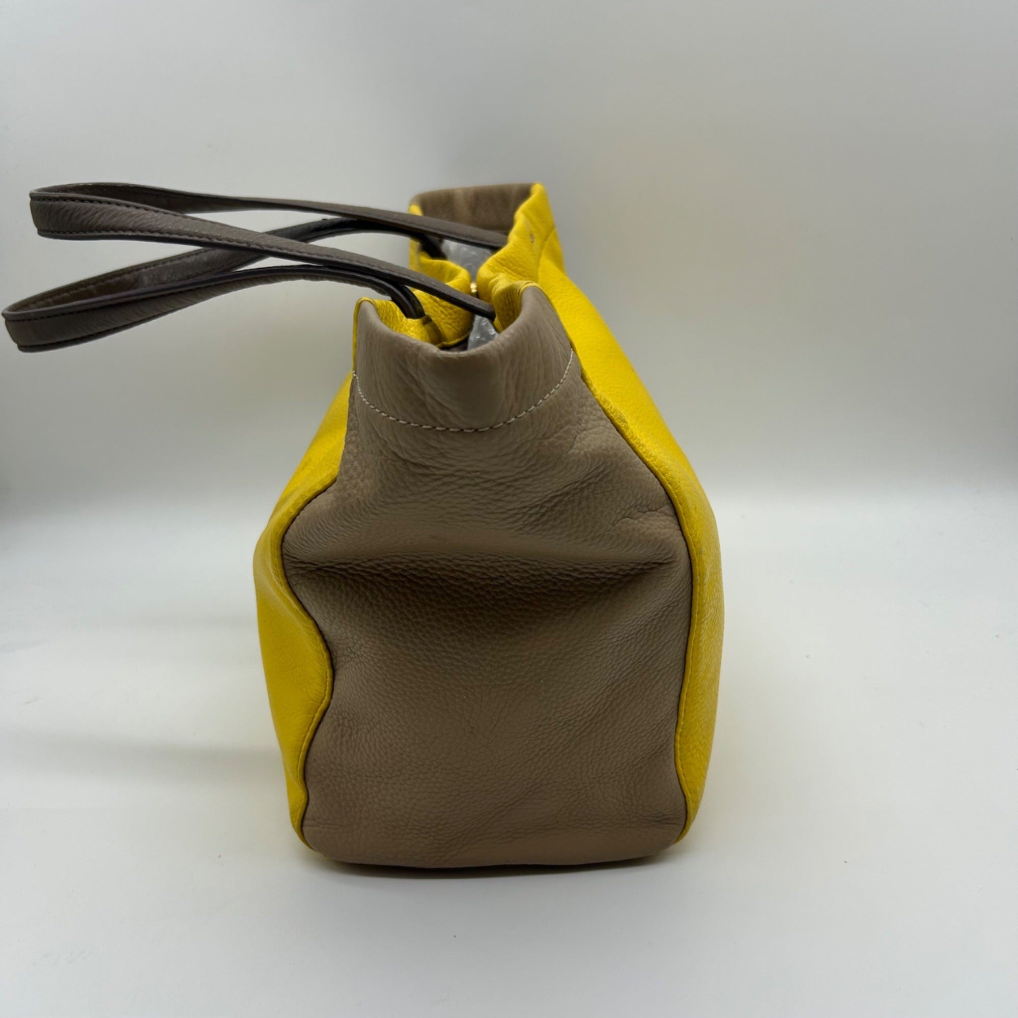 Marc Jacobs Yellow &amp; Tan Colorblock Leather Tote Bag