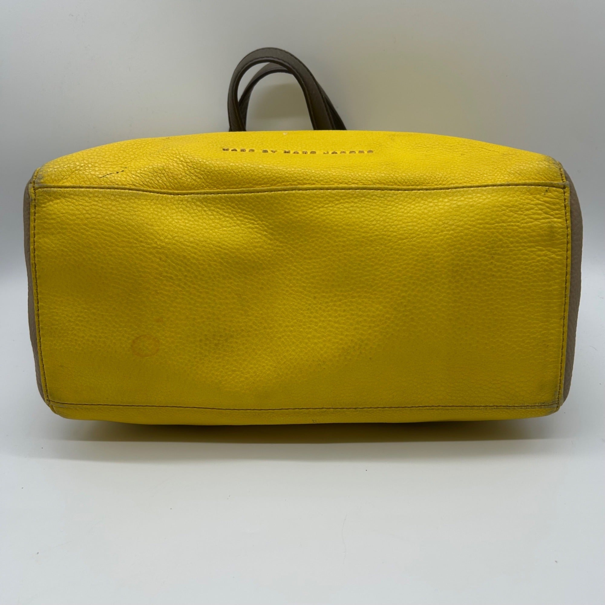Marc Jacobs Yellow &amp; Tan Colorblock Leather Tote Bag