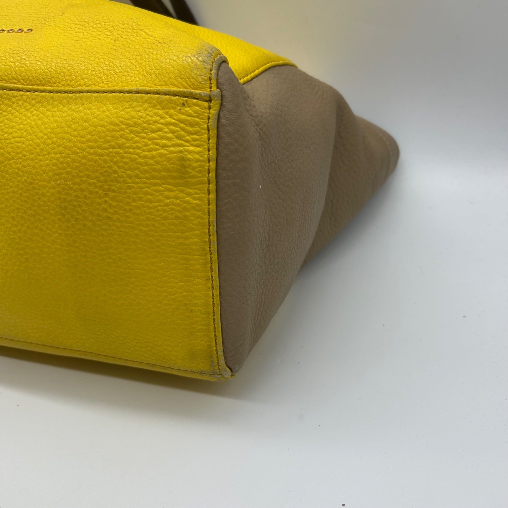 Marc Jacobs Yellow &amp; Tan Colorblock Leather Tote Bag