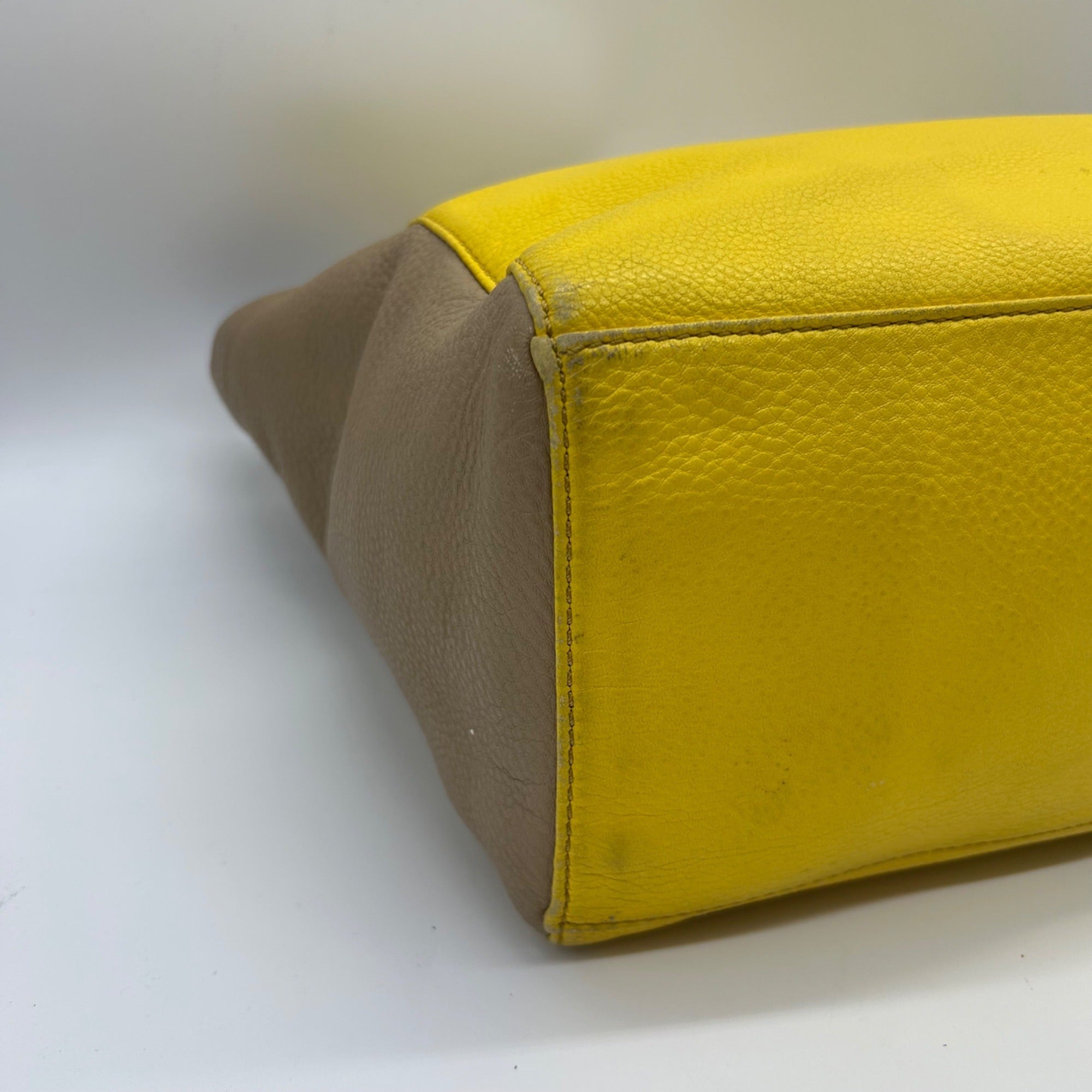 Marc Jacobs Yellow &amp; Tan Colorblock Leather Tote Bag