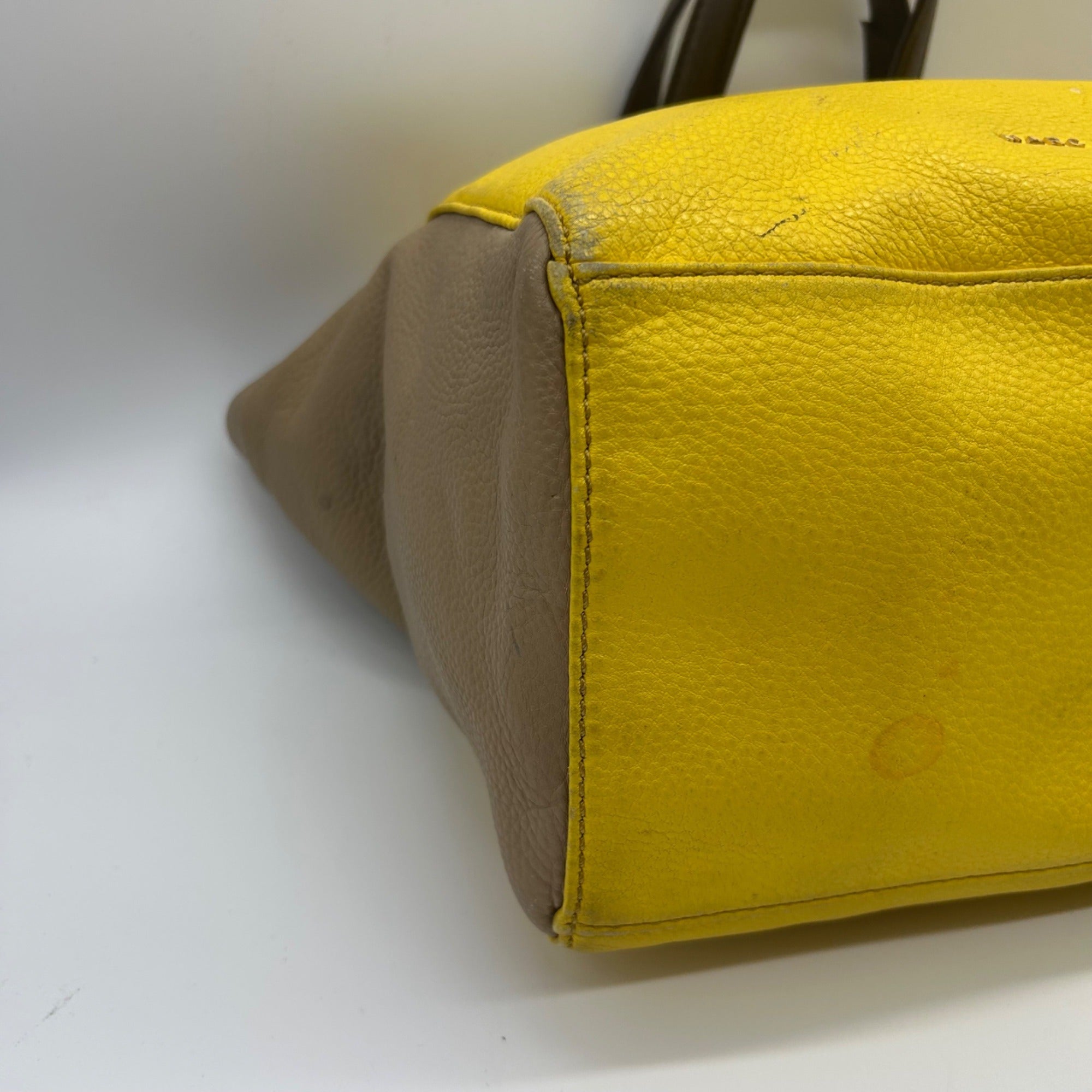 Marc Jacobs Yellow &amp; Tan Colorblock Leather Tote Bag