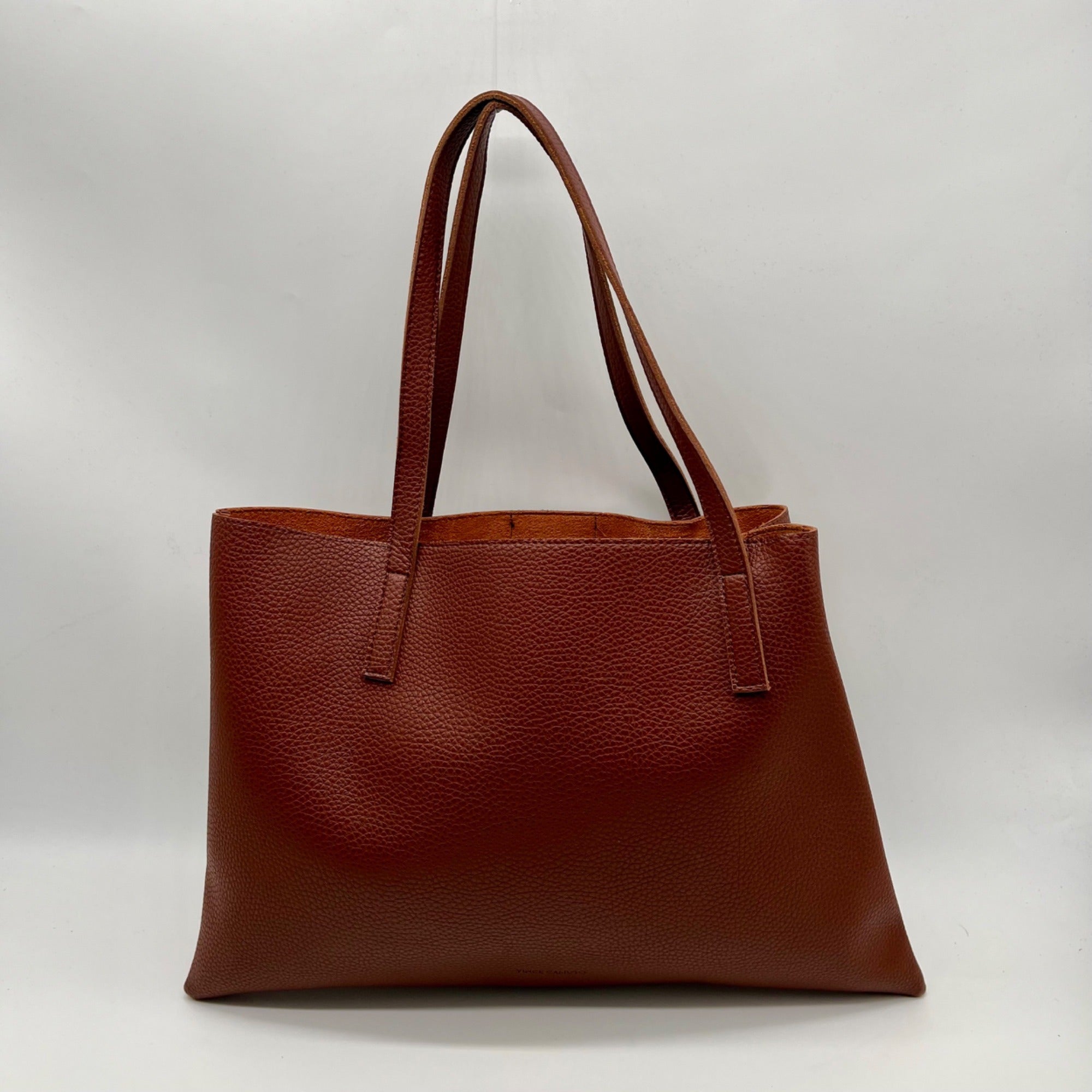 Vince Camuto Brown Pebbled Vegan Leather Luck Tote Bag