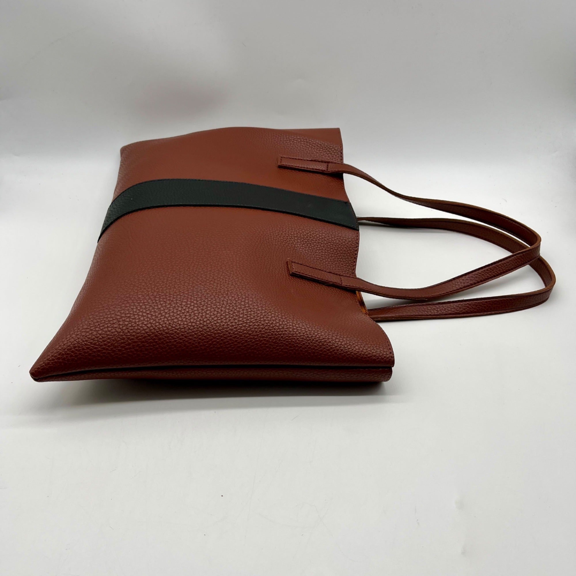 Vince Camuto Brown Pebbled Vegan Leather Luck Tote Bag