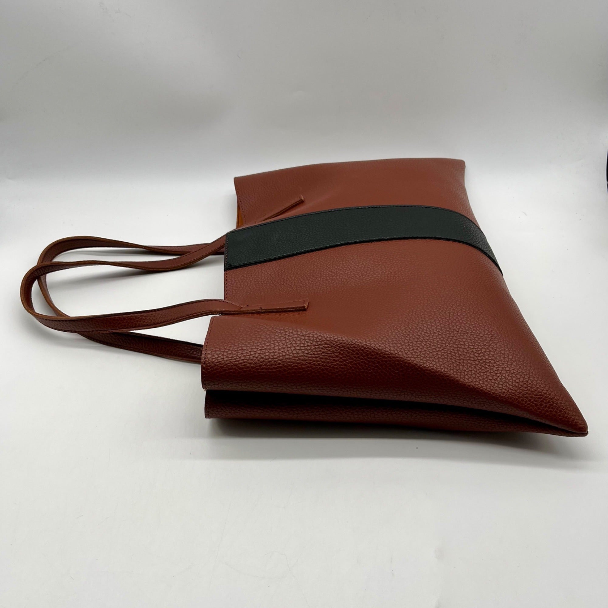 Vince Camuto Brown Pebbled Vegan Leather Luck Tote Bag