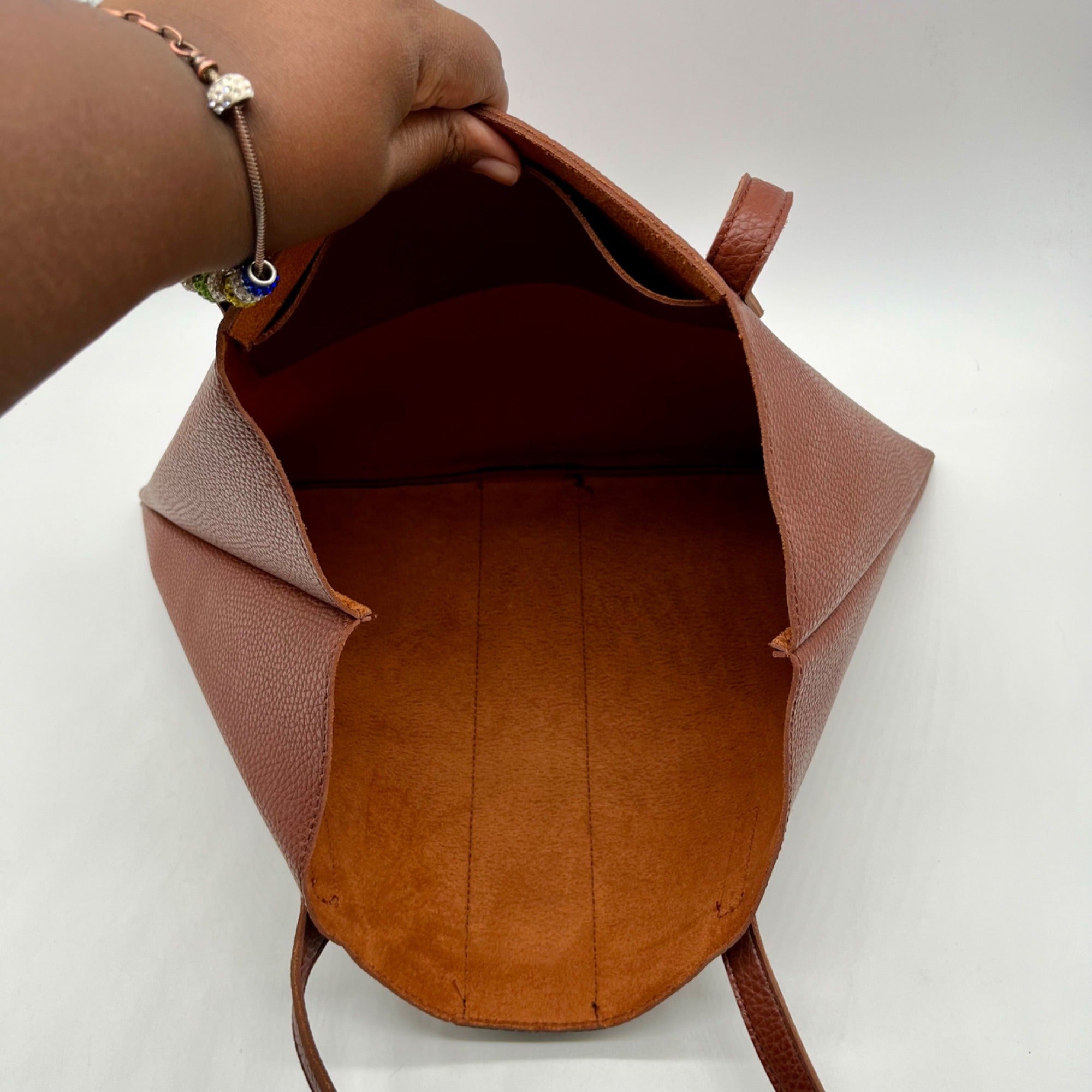 Vince Camuto Brown Pebbled Vegan Leather Luck Tote Bag