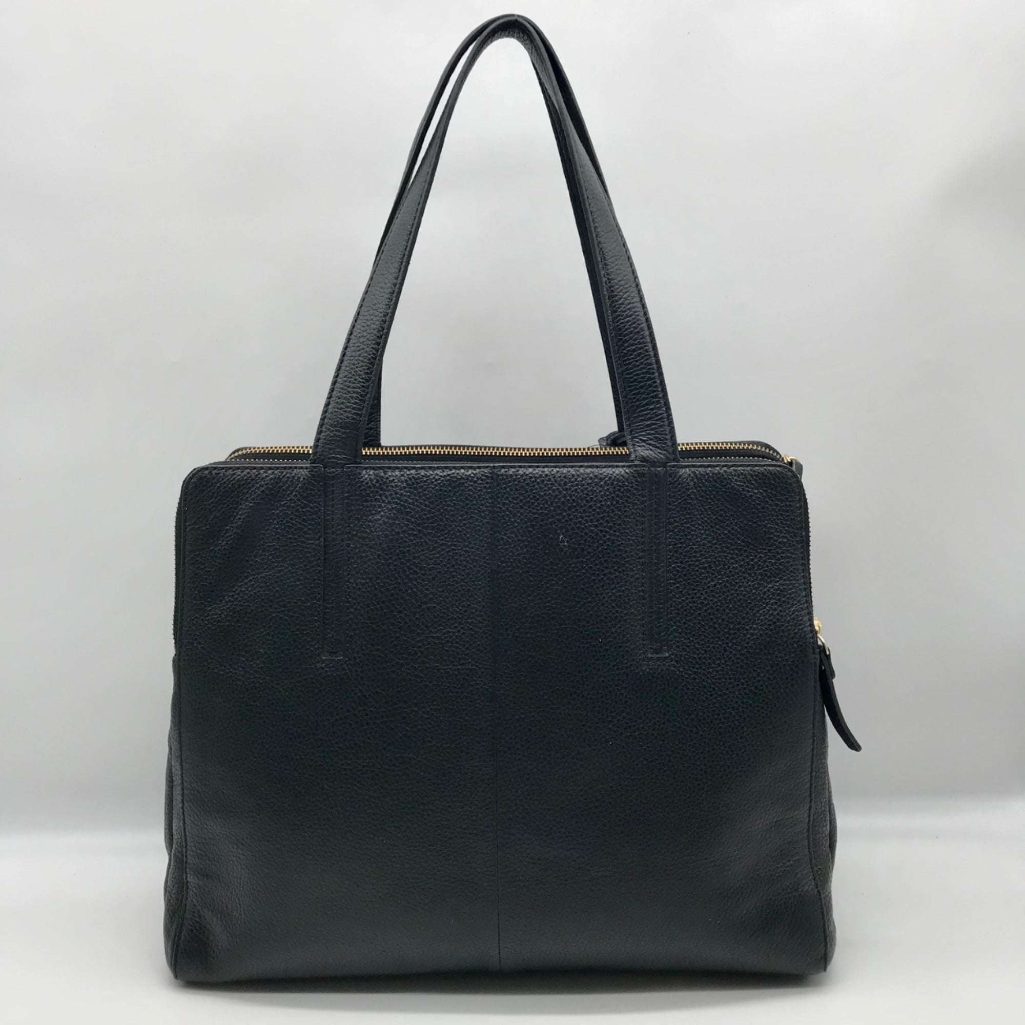 Kate Spade Black Pebbled Leather Brennan Grey Street Tote Bag