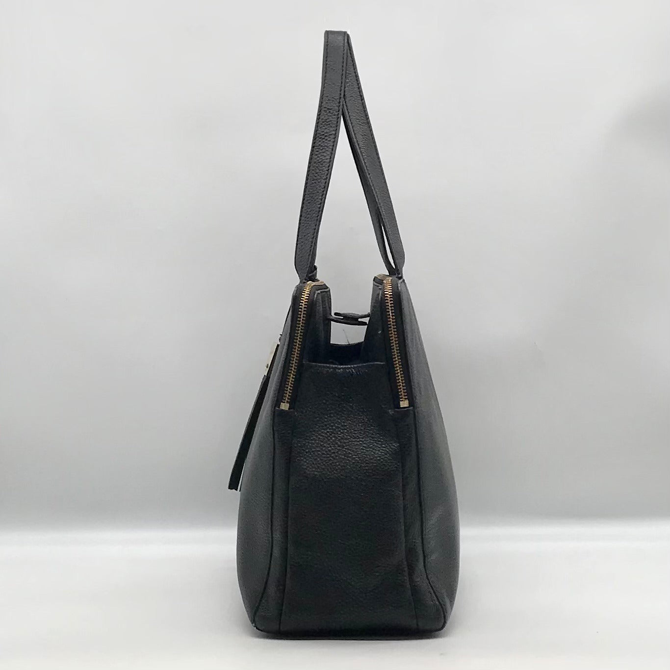 Kate Spade Black Pebbled Leather Brennan Grey Street Tote Bag