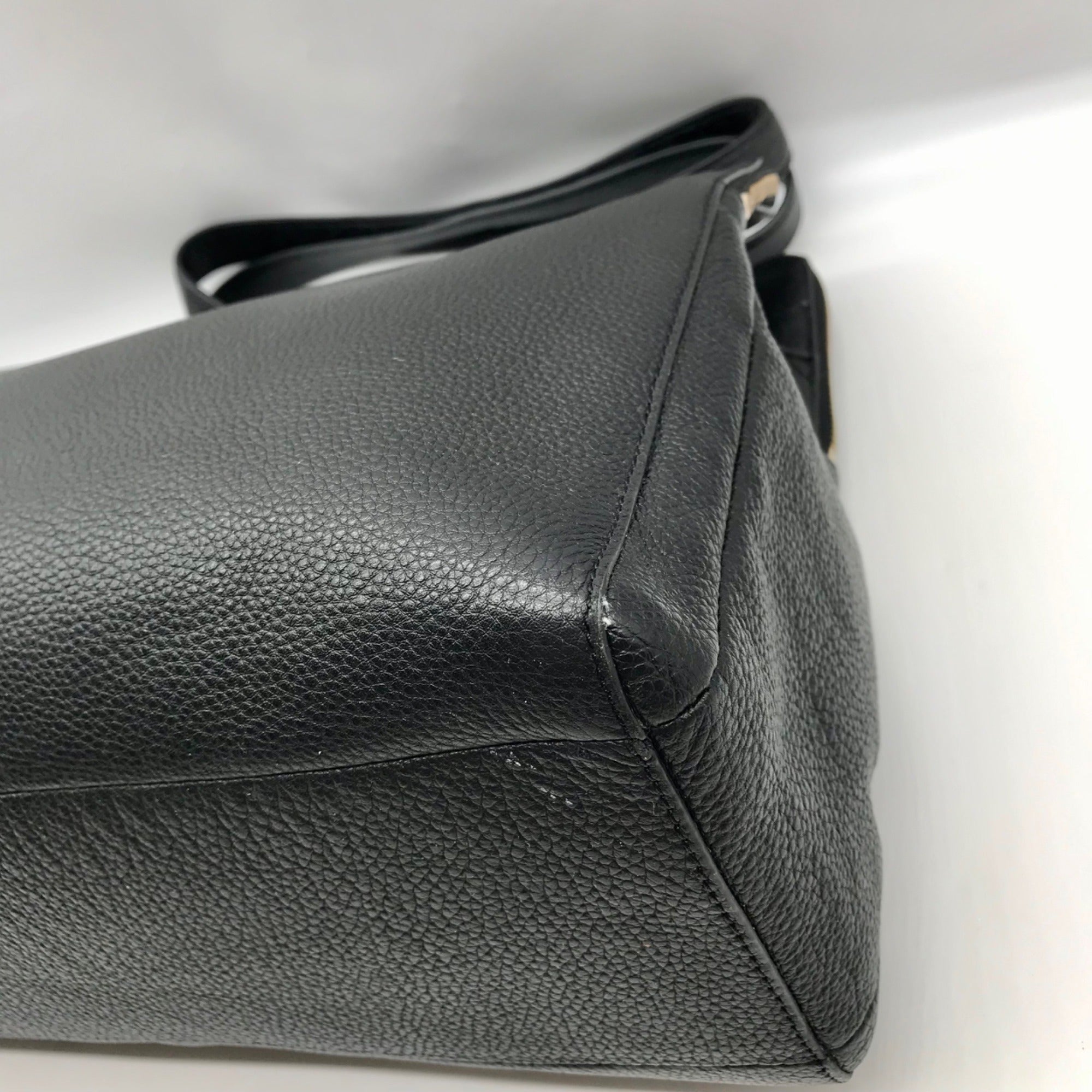 Kate Spade Black Pebbled Leather Brennan Grey Street Tote Bag