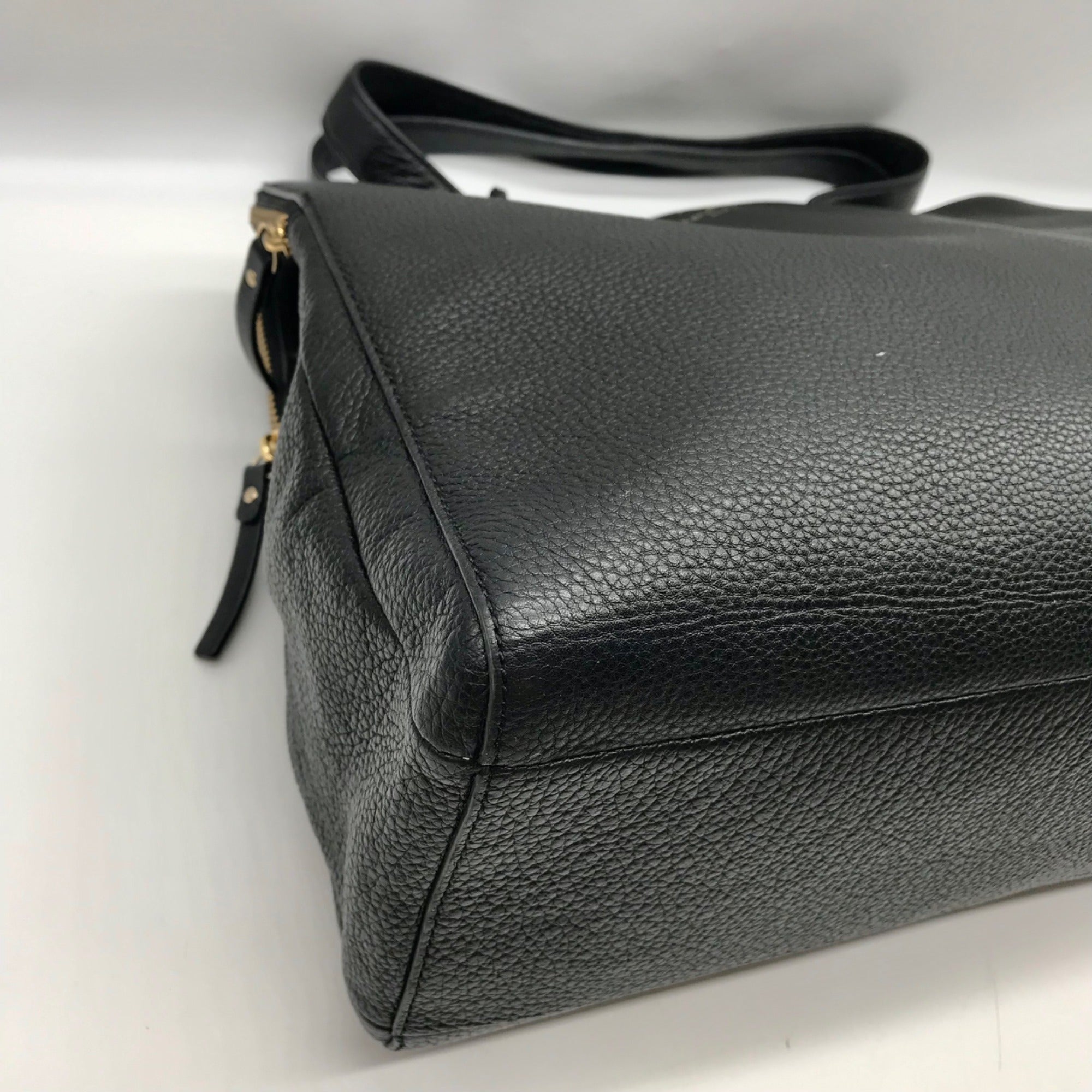 Kate Spade Black Pebbled Leather Brennan Grey Street Tote Bag