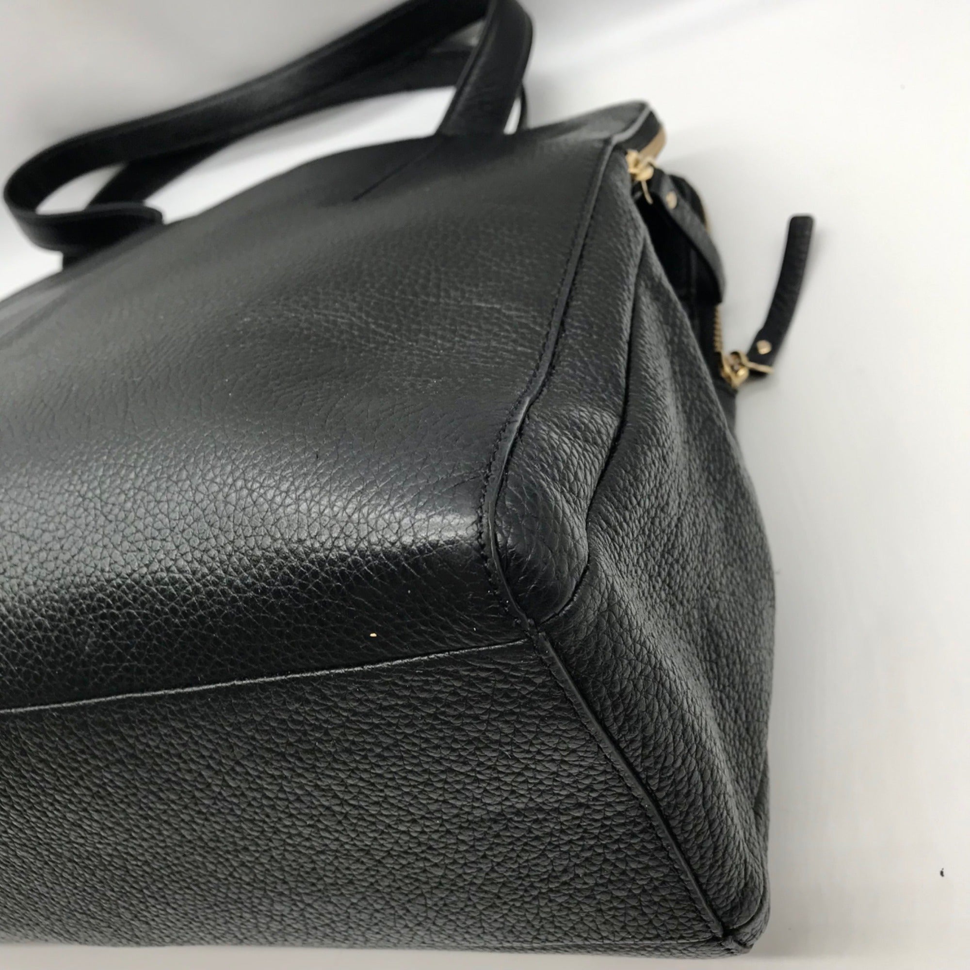 Kate Spade Black Pebbled Leather Brennan Grey Street Tote Bag