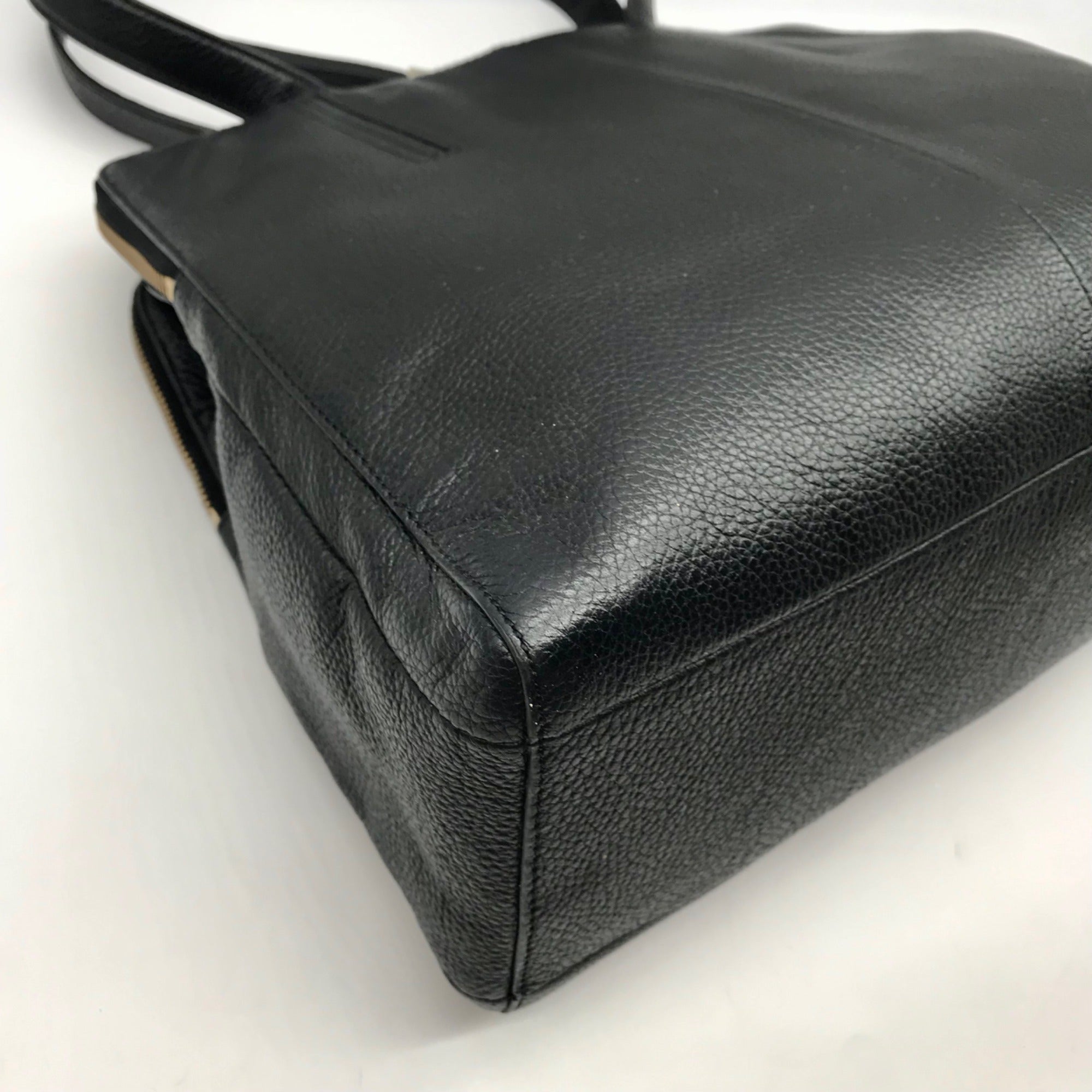 Kate Spade Black Pebbled Leather Brennan Grey Street Tote Bag