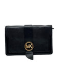 Michael Kors Turnlock Charm Black Pebbled Leather Triple Gusset Crossbody