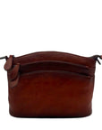 Heshe Brown Leather Multi-Pocket Crossbody Bag