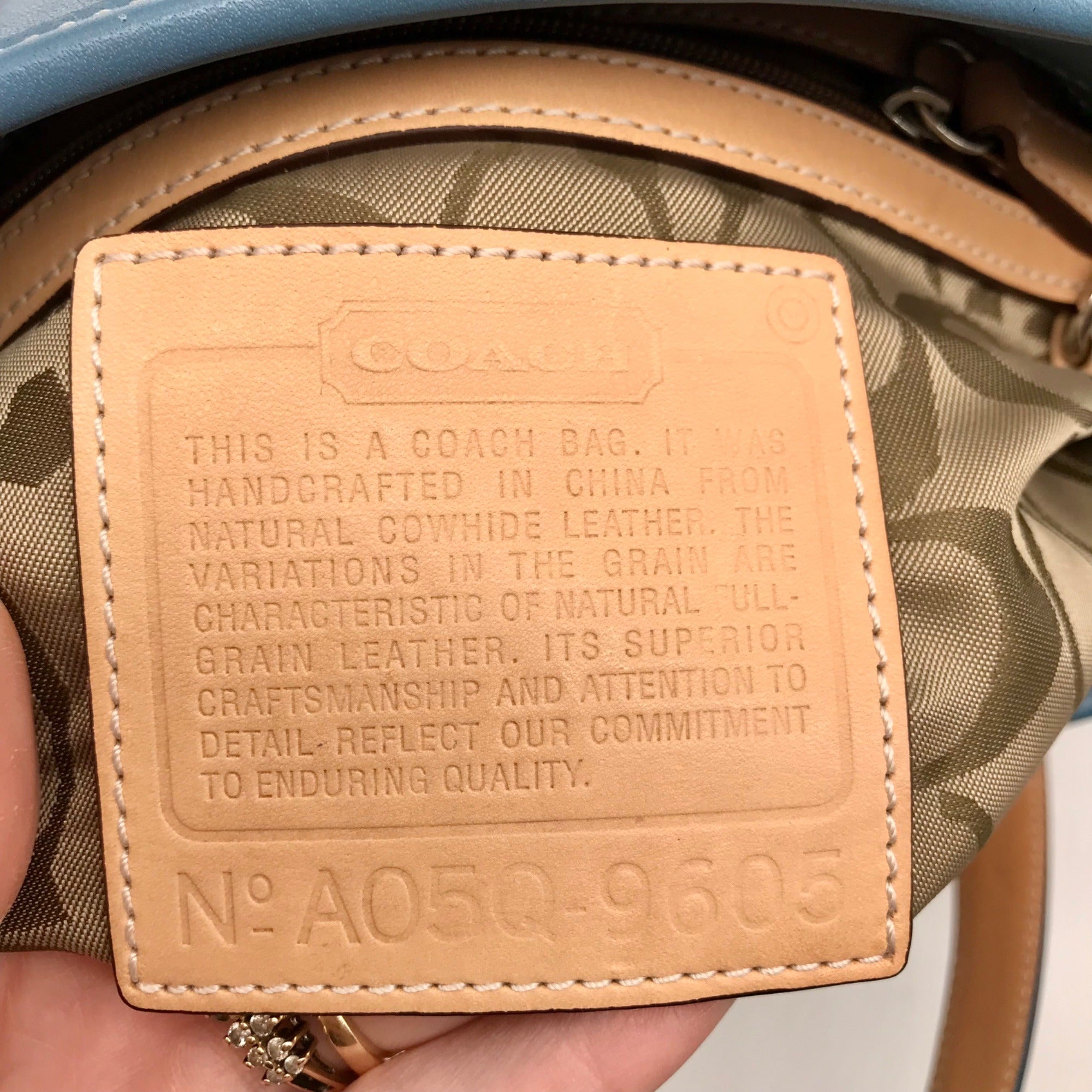 Coach Blue Leather Hampton Carryall Satchel Bag 9605