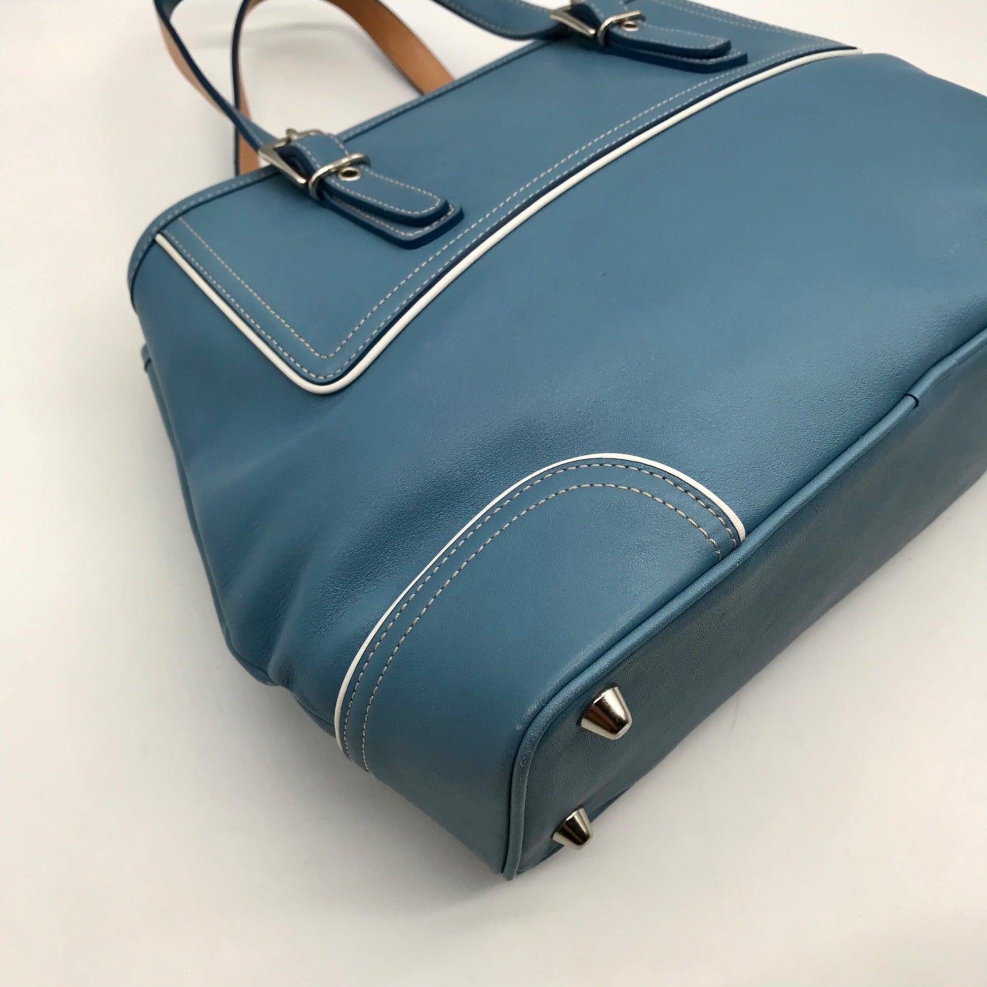 Coach Blue Leather Hampton Carryall Satchel Bag 9605