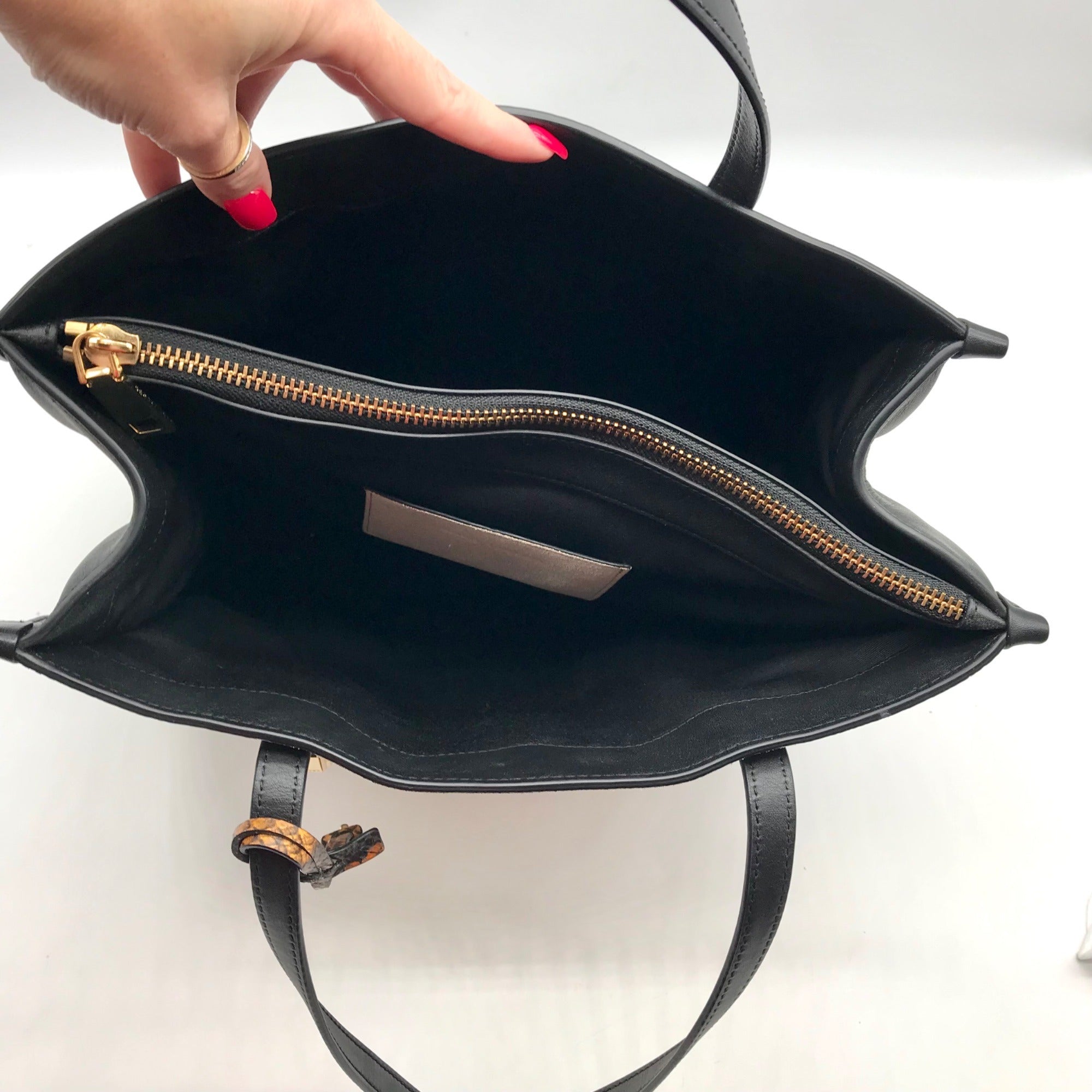 Marc Jacobs Black Snake Embossed Leather Grind Shopper Tote Bag