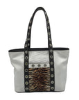 Tous White Leather Mini Tiger Tote Bag