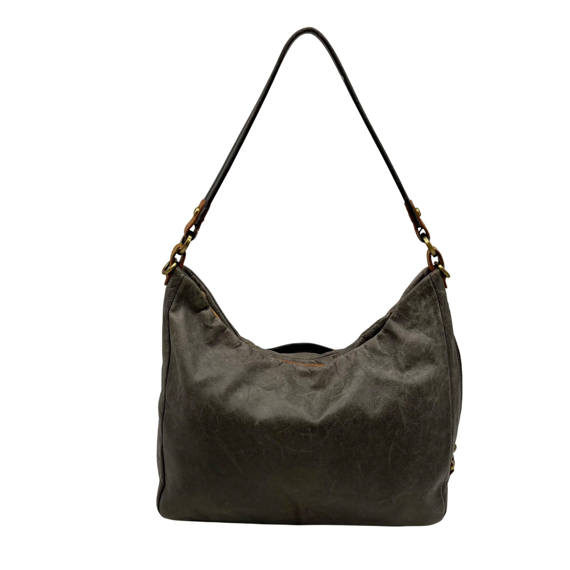 Hobo Grey Leather Shoulder Bag