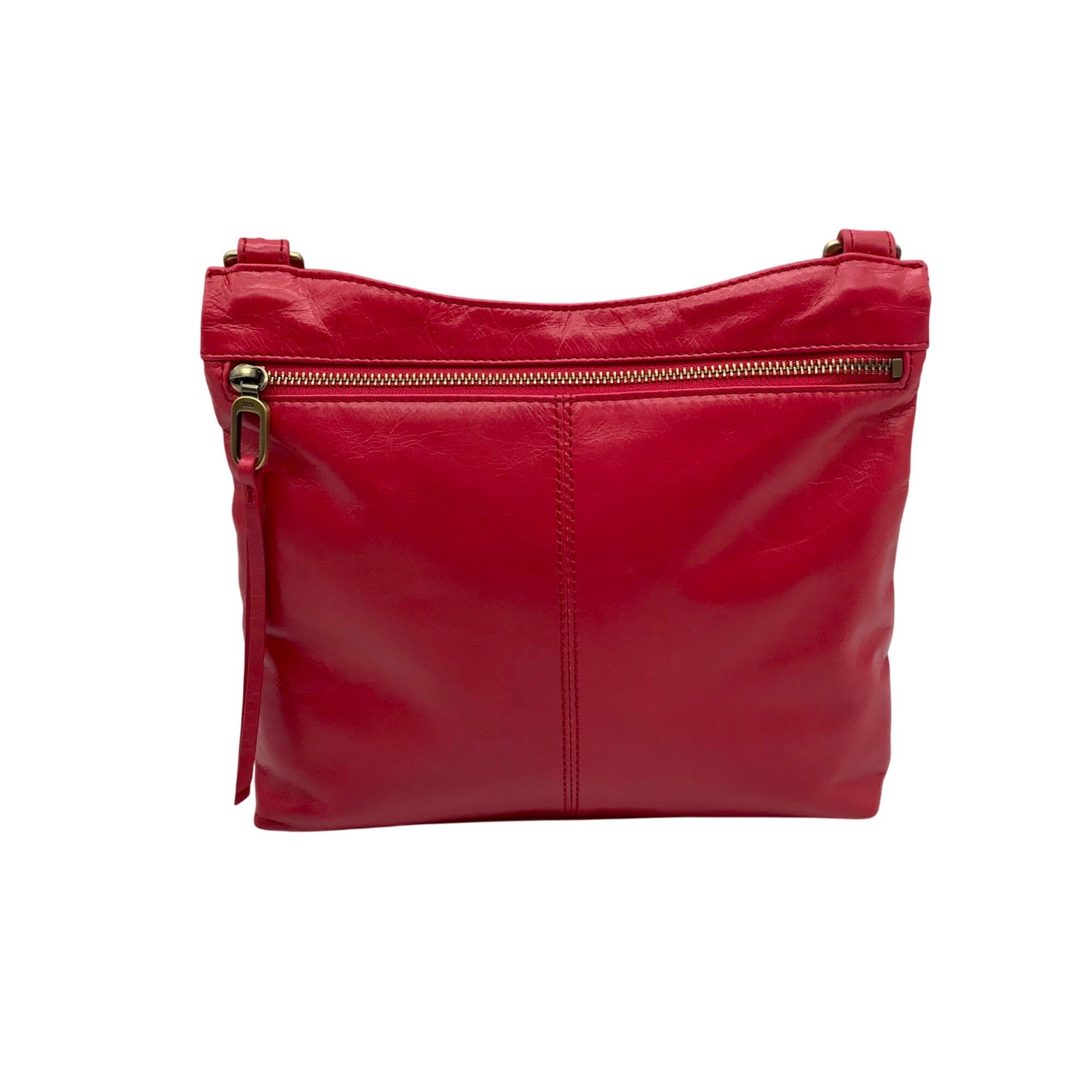 Hobo Red Genuine Leather Flat Crossbody Bag