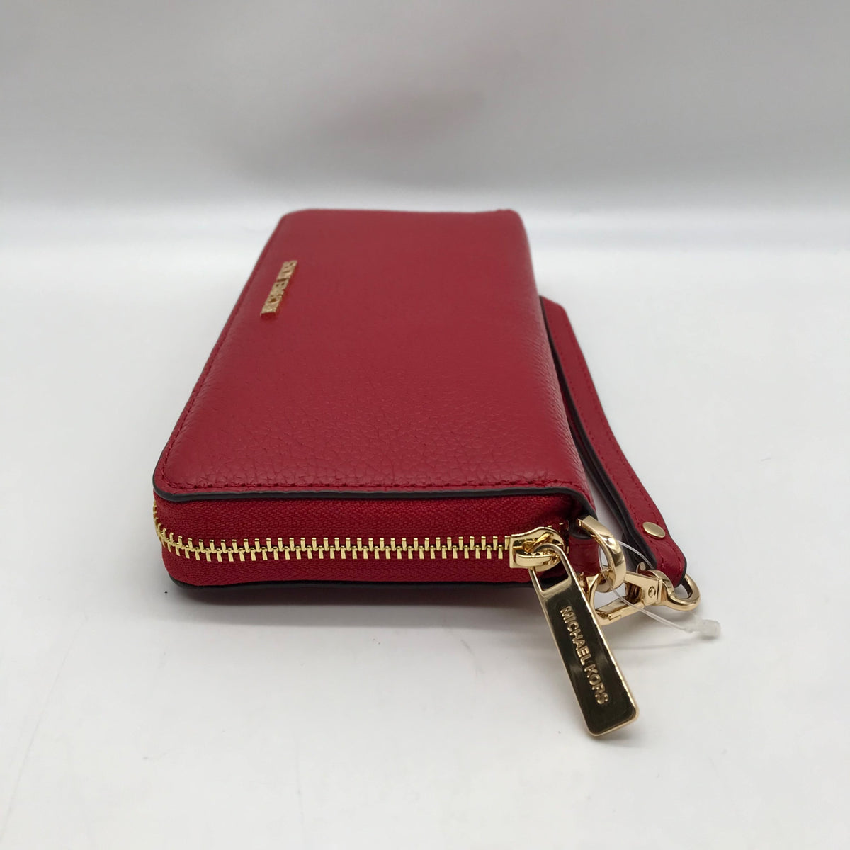 Michael Kors Red Pebbled Leather Jet Set Continental Wristlet
