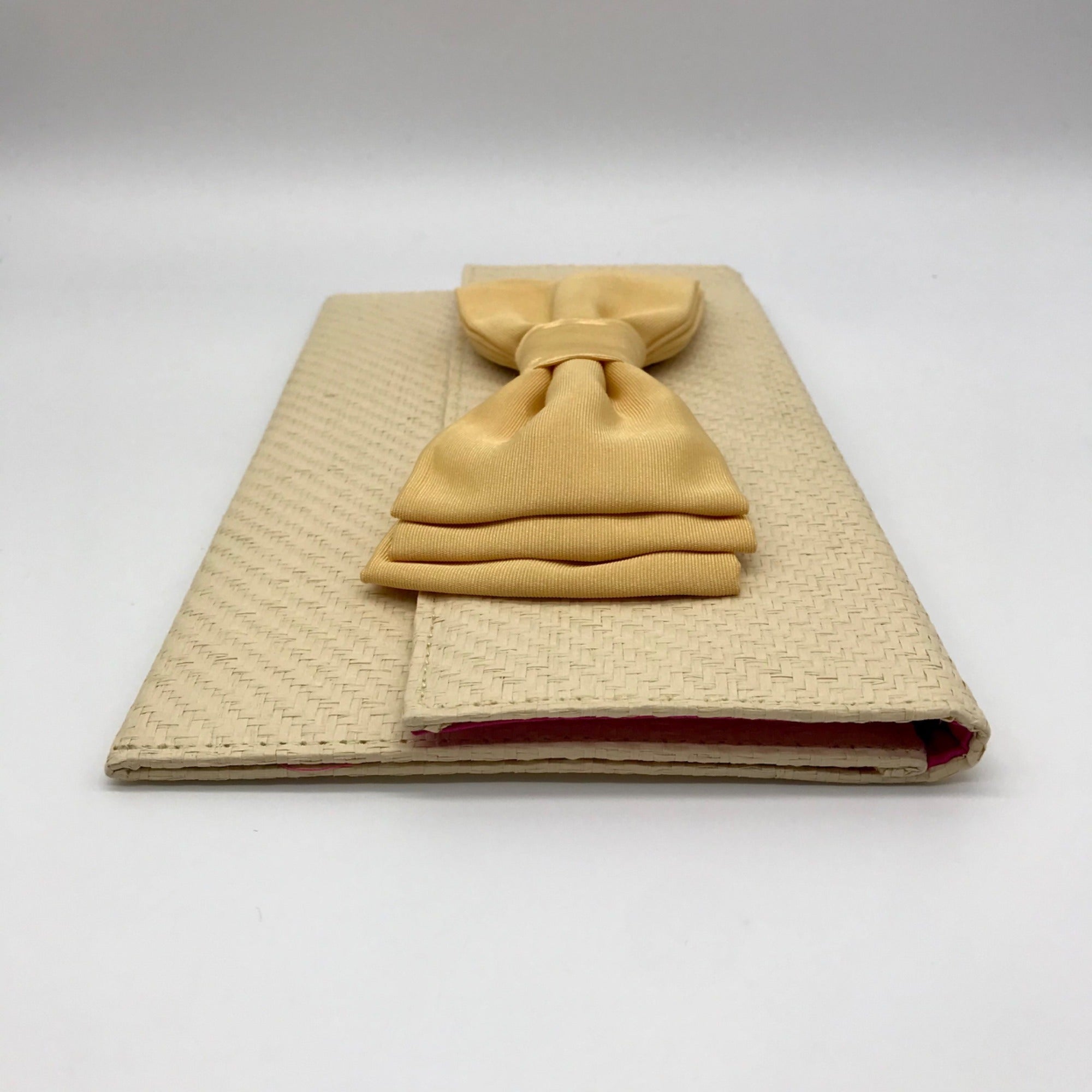 Leslie Dasch Beige Cabana Clutch Straw Bag