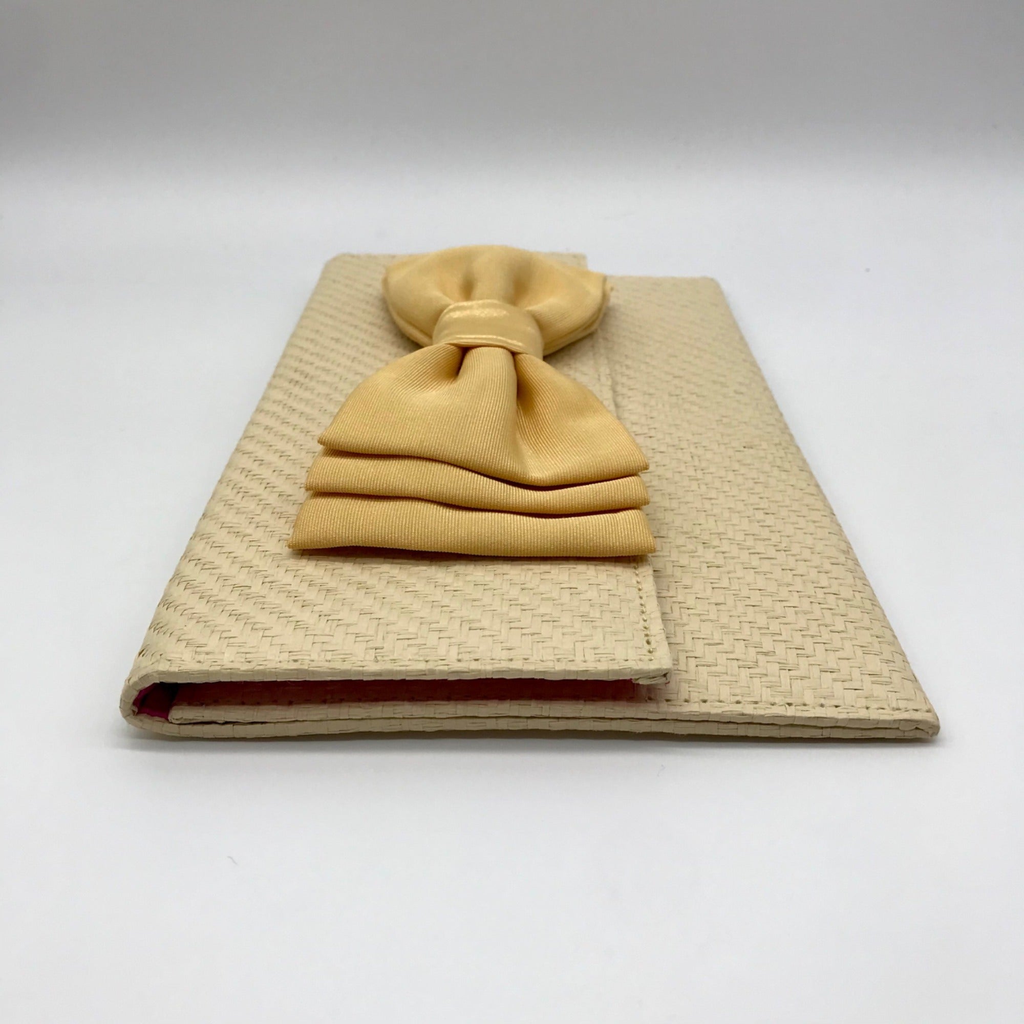 Leslie Dasch Beige Cabana Clutch Straw Bag