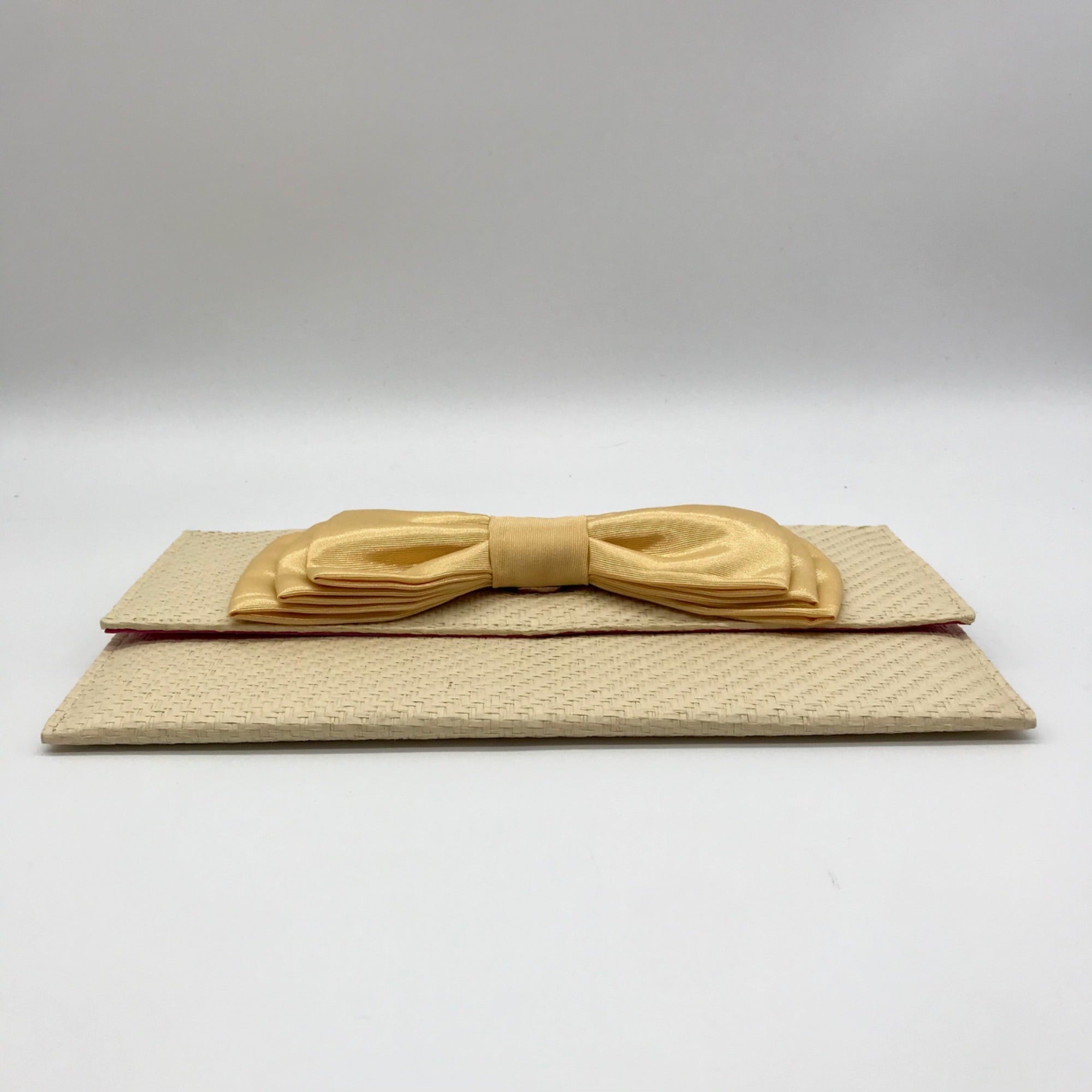 Leslie Dasch Beige Cabana Clutch Straw Bag