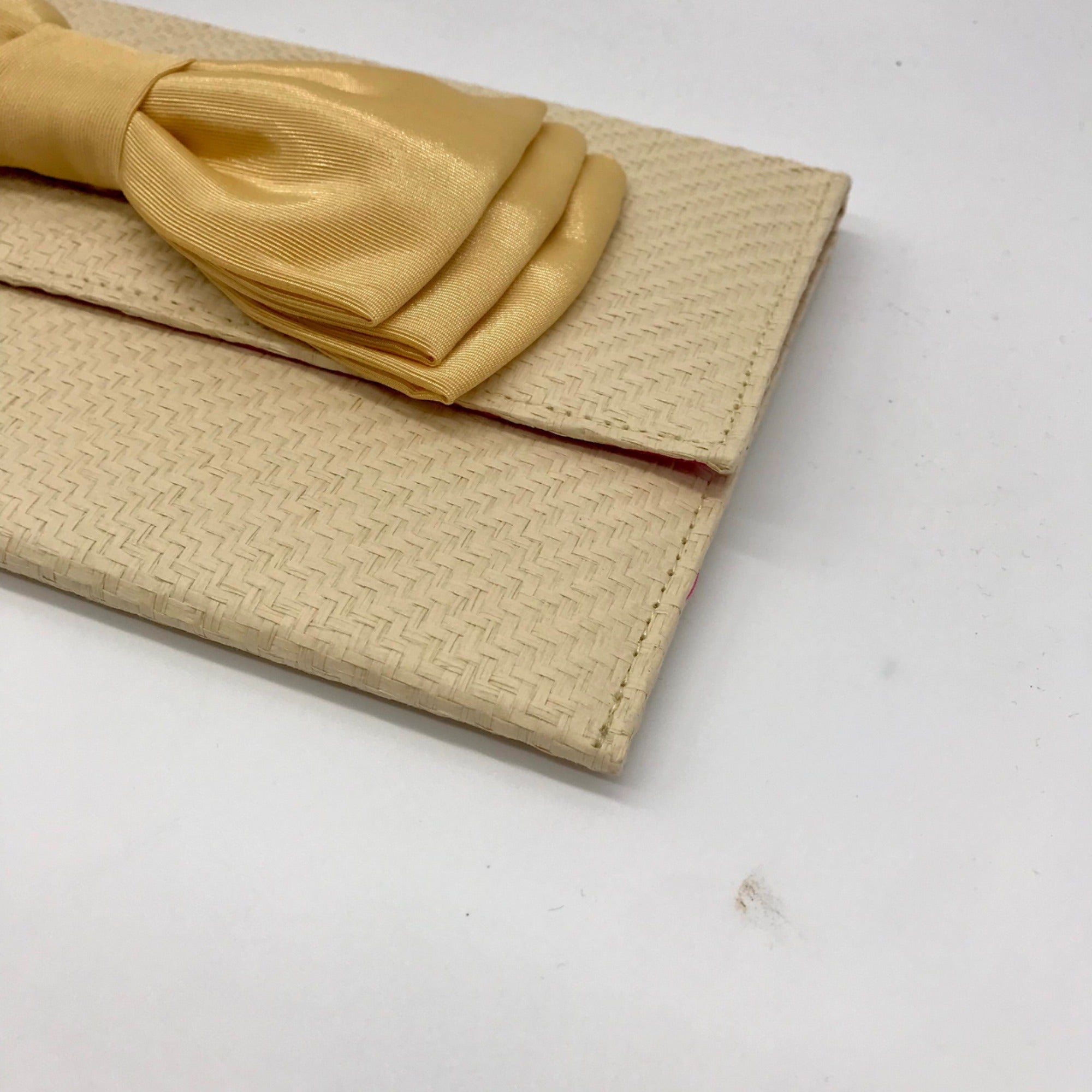 Leslie Dasch Beige Cabana Clutch Straw Bag