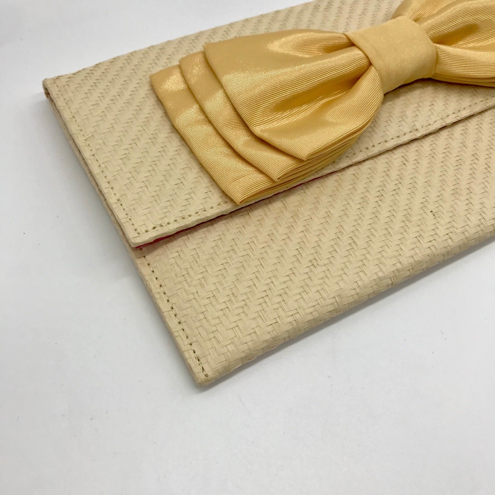 Leslie Dasch Beige Cabana Clutch Straw Bag