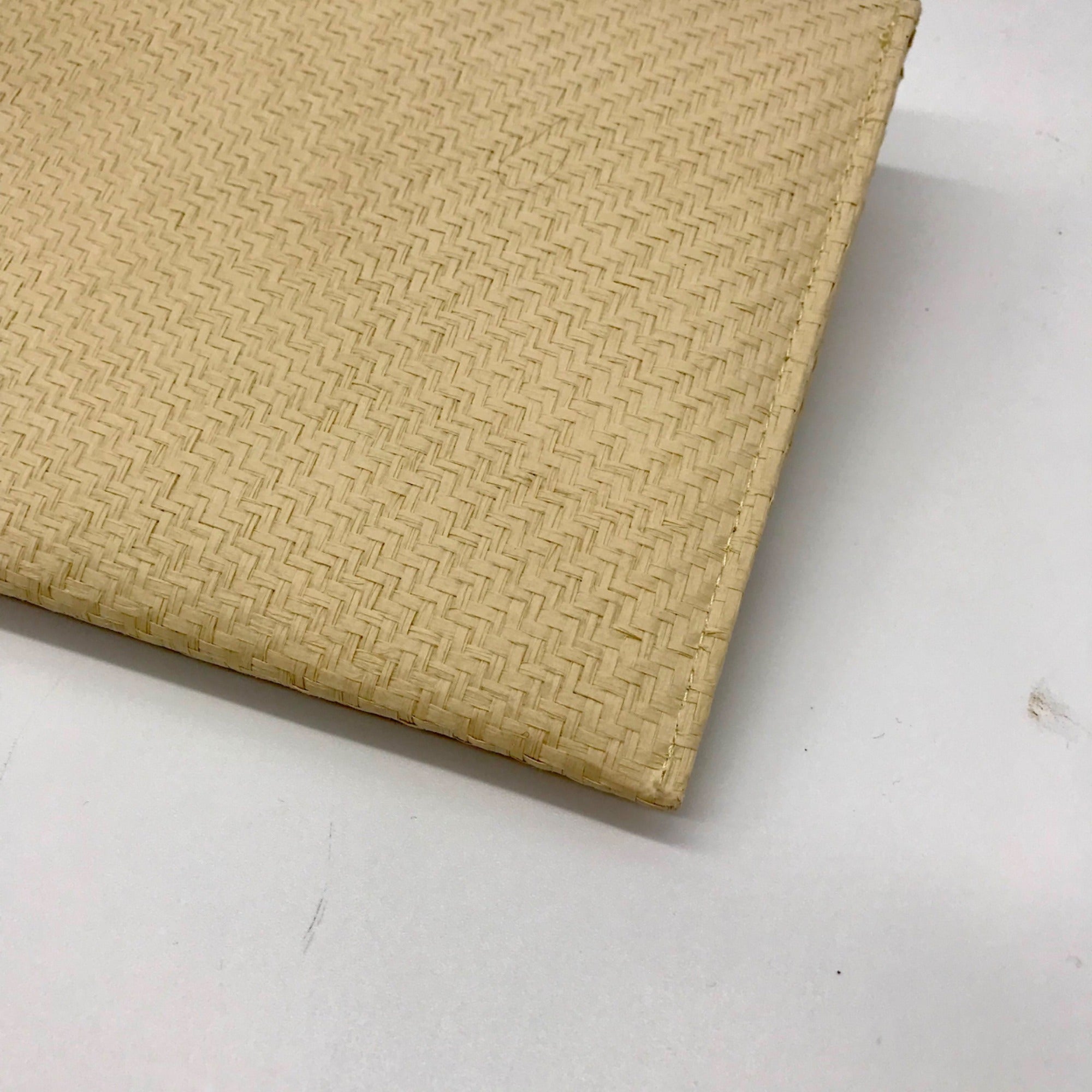 Leslie Dasch Beige Cabana Clutch Straw Bag