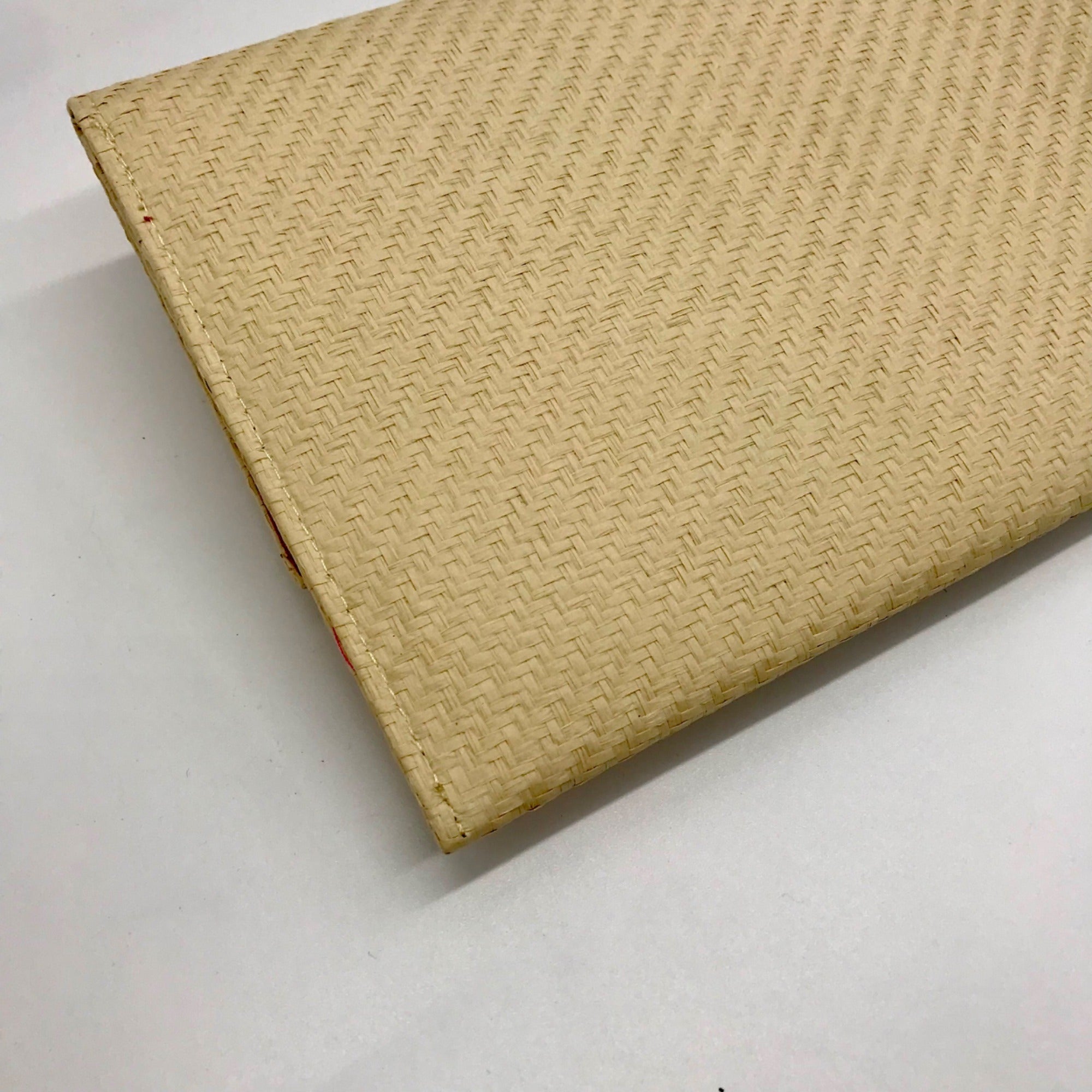 Leslie Dasch Beige Cabana Clutch Straw Bag
