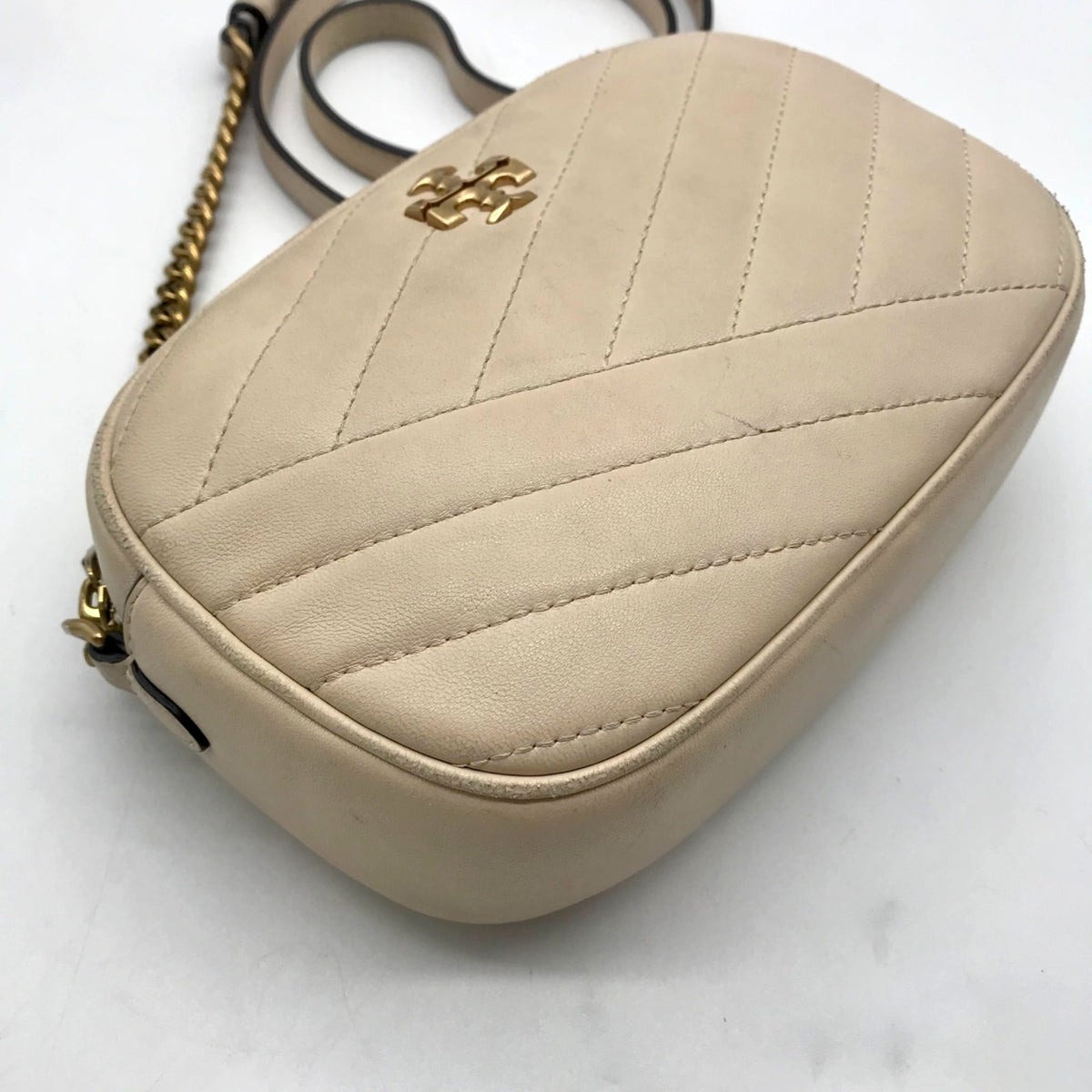 Tory Burch Cream Quilted Leather Crossbody Bag