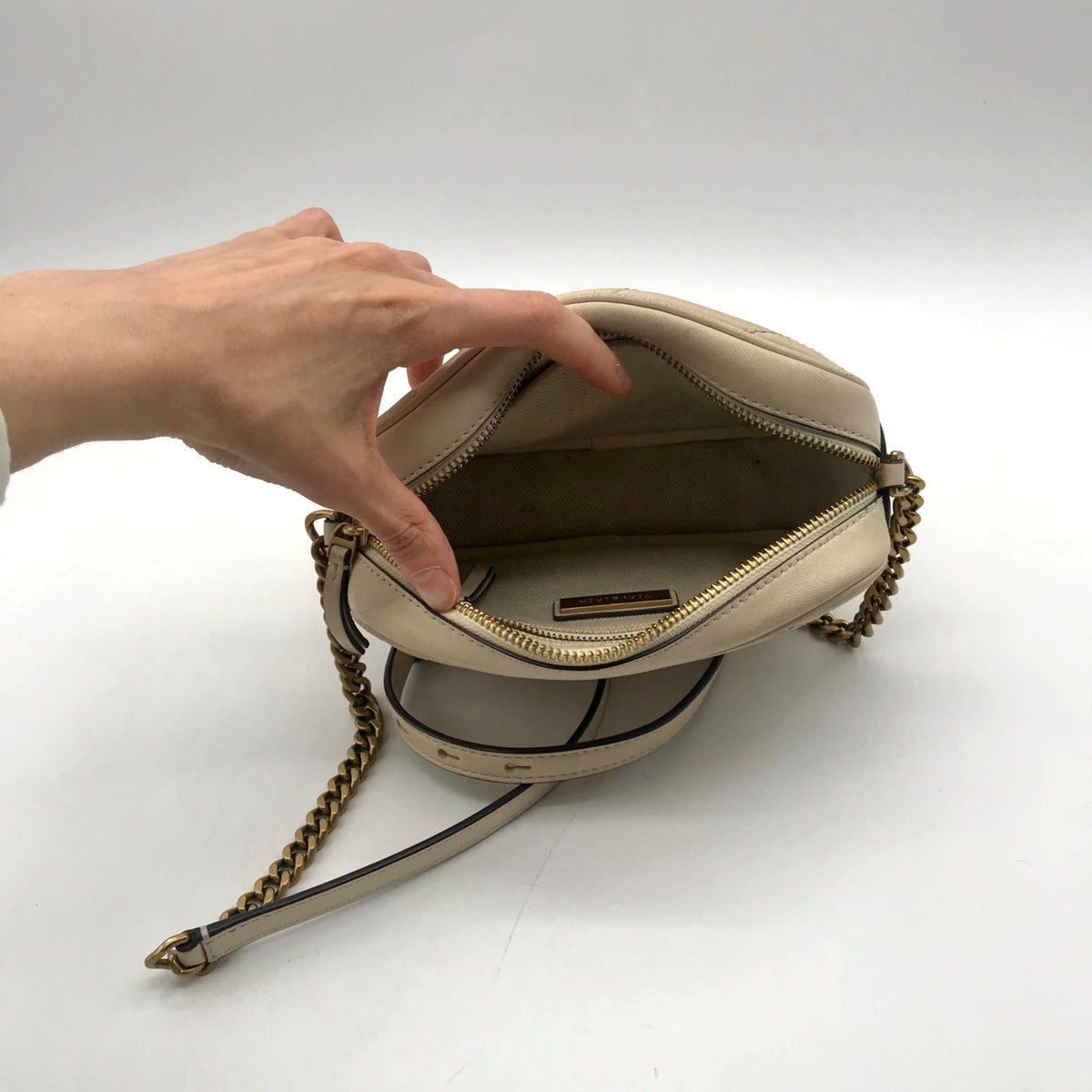 Tory Burch Cream Quilted Leather Crossbody Bag