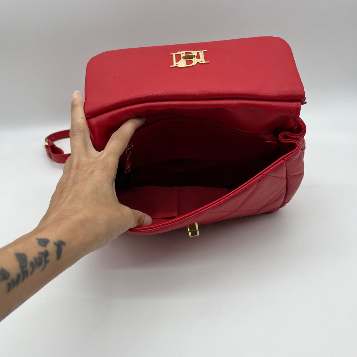 Badgley Mischka Red Faux Leather Convertible Crossbody