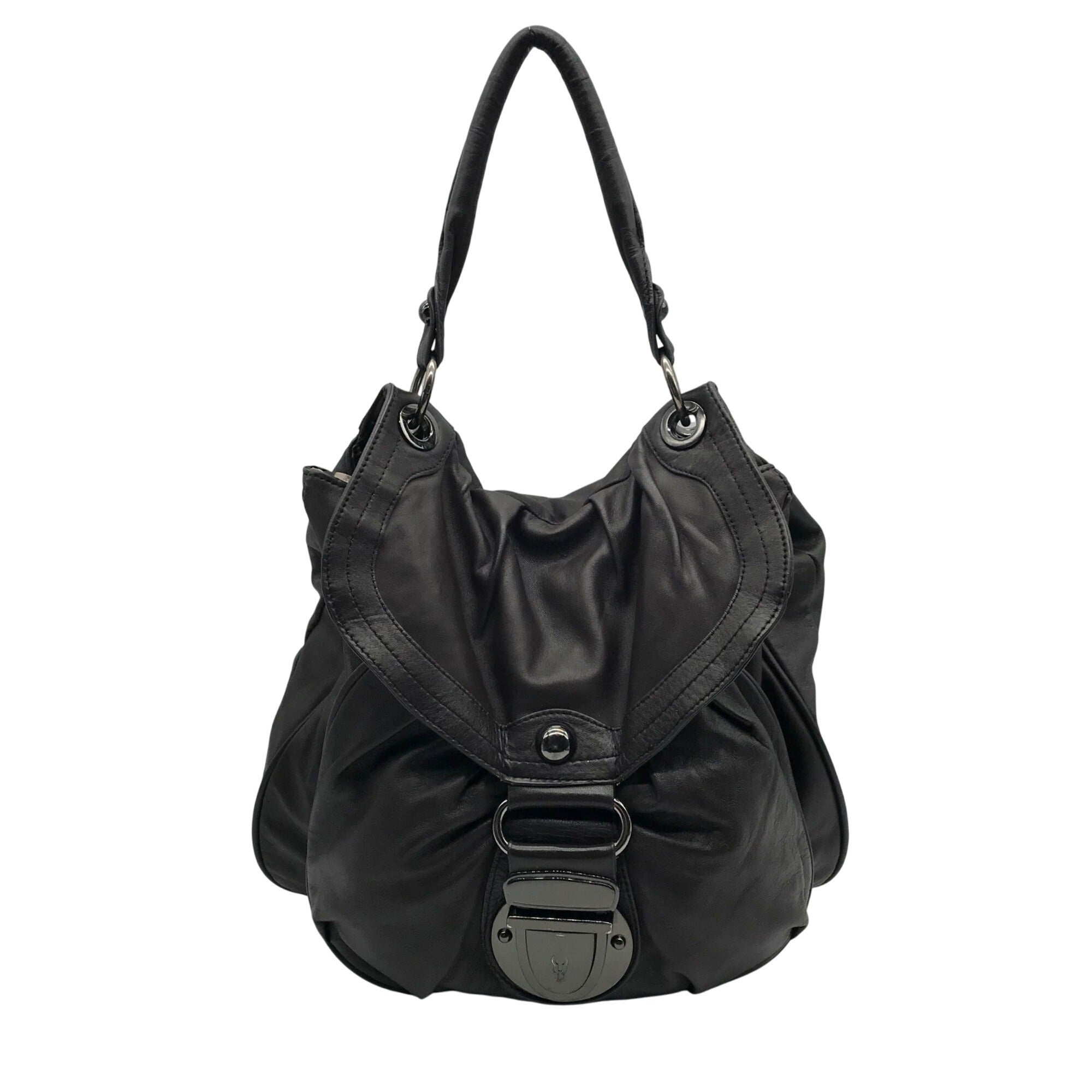 Hype Dark Brown Leather Convertible Hobo Bag 