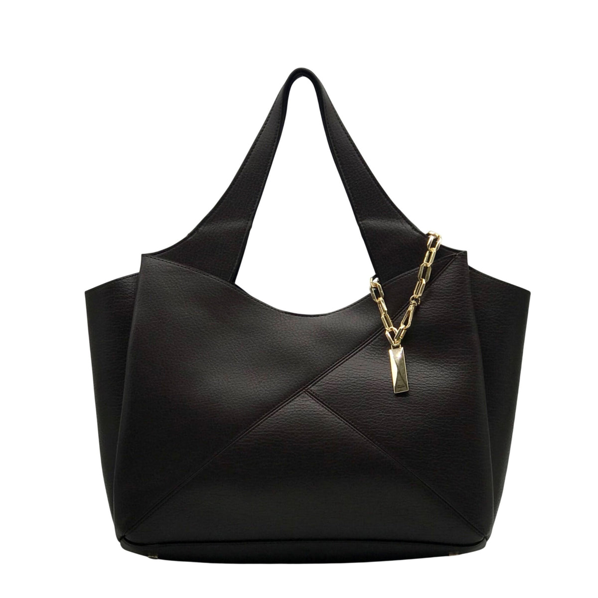 I.N.C. Dark Brown Liliah Large Seamed Tote Bag