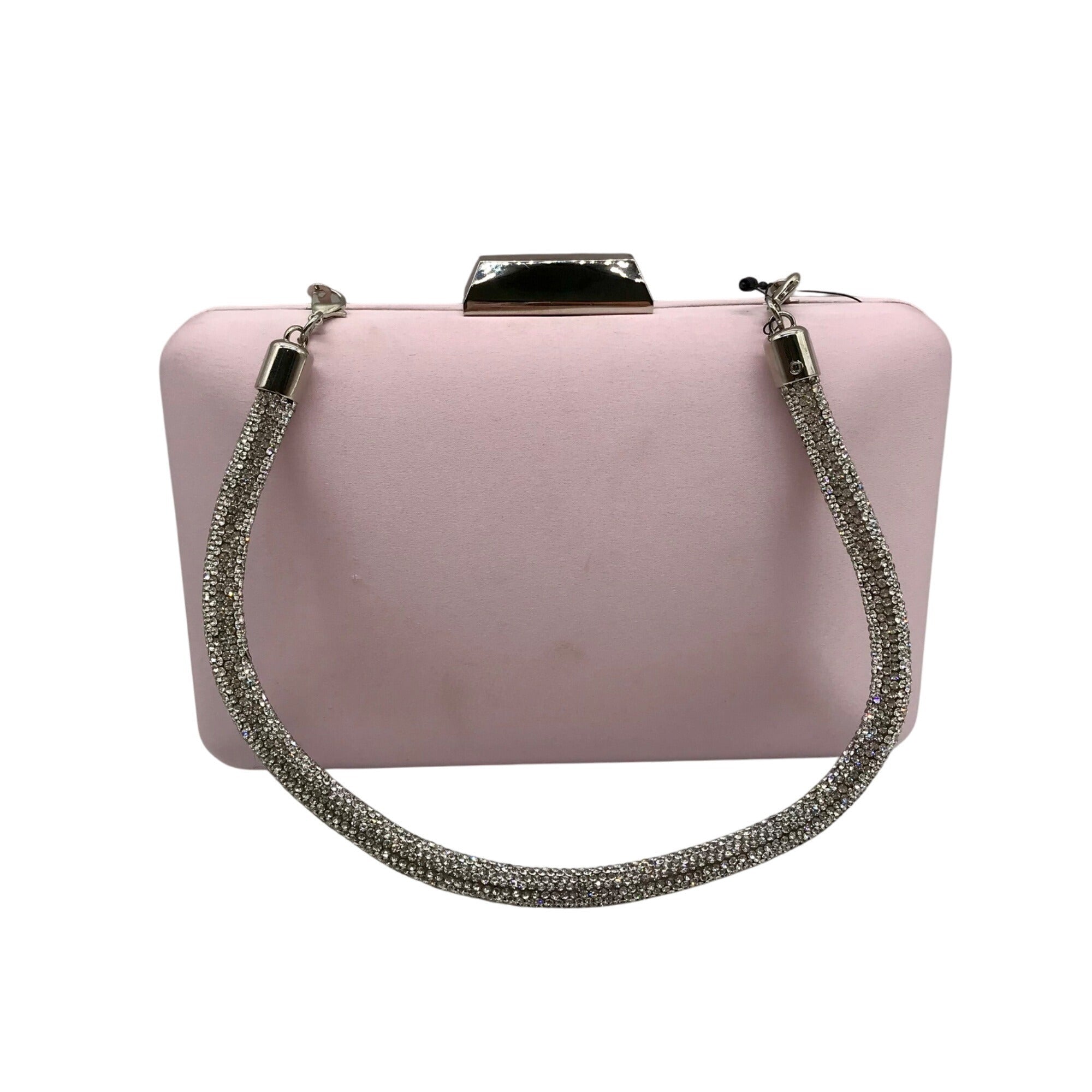 I.N.C International Concepts Pink Dogwood Satin Crystal Frame Clutch 