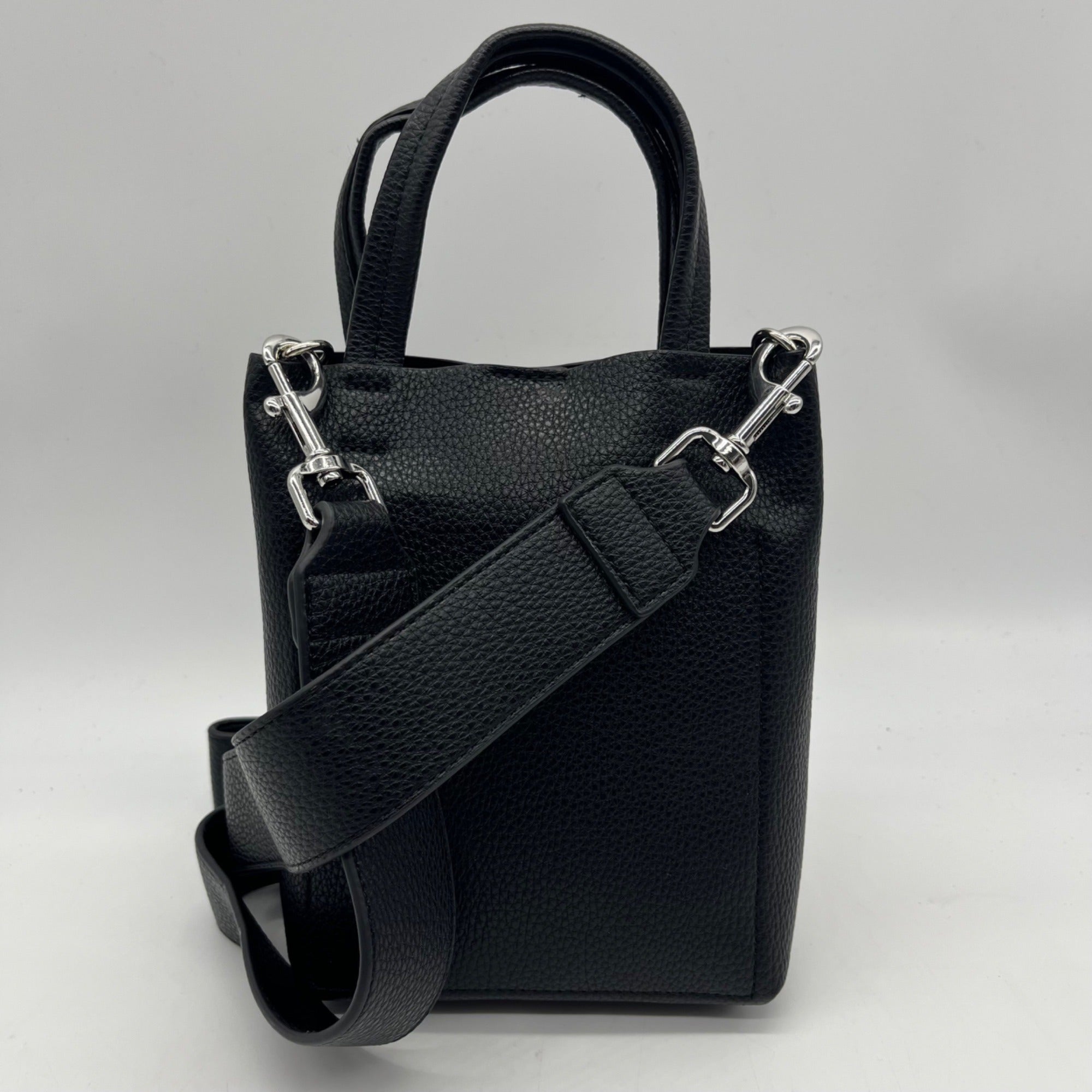 Lands End Black Pebbled Leather Tote Bag