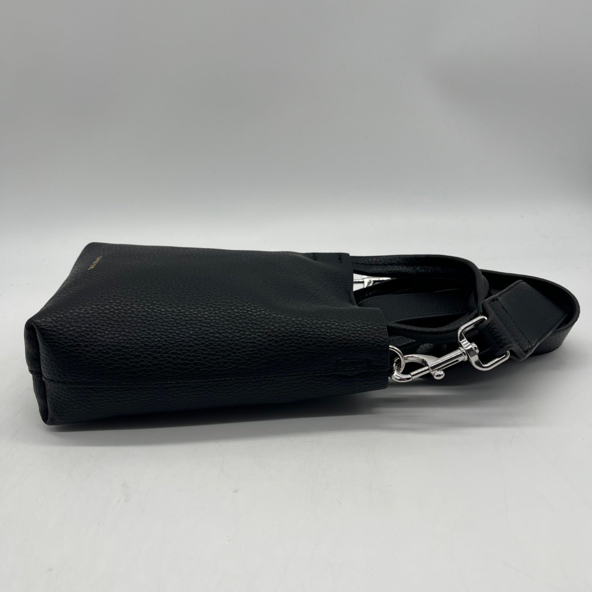 Lands End Black Pebbled Leather Tote Bag