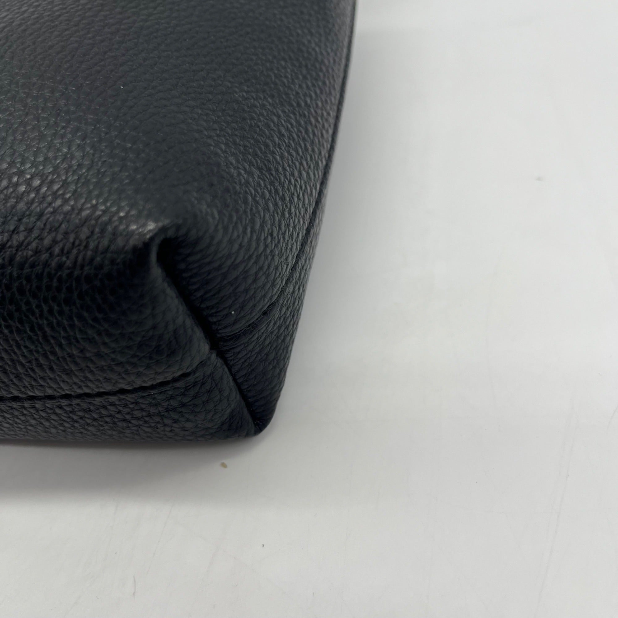 Lands End Black Pebbled Leather Tote Bag